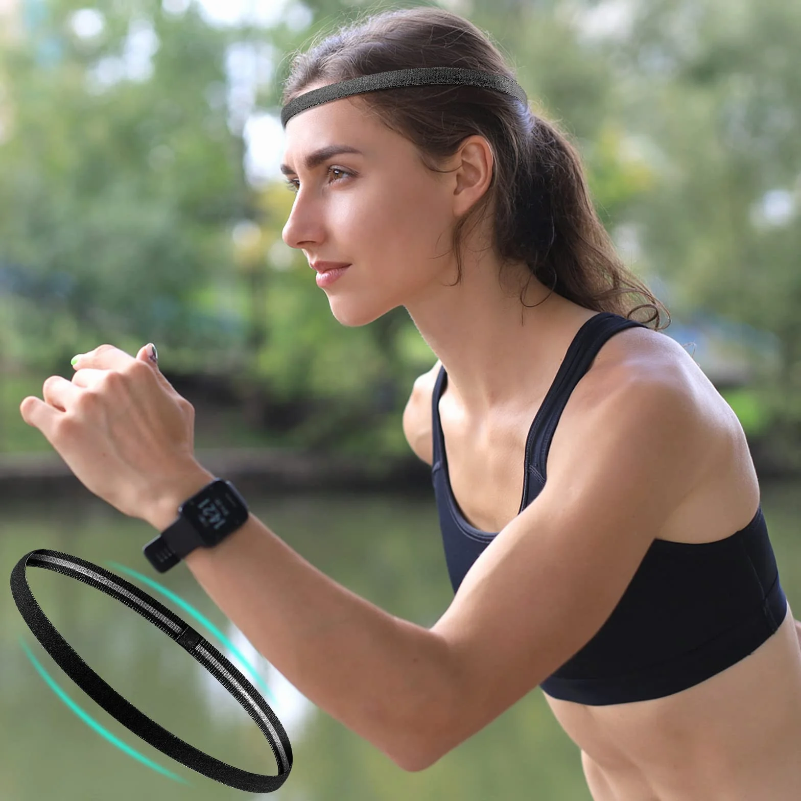 Cinta Deportiva Pelo 6 Piezas, Diadema Elástica Antideslizante para Yoga Fútbol Jogging