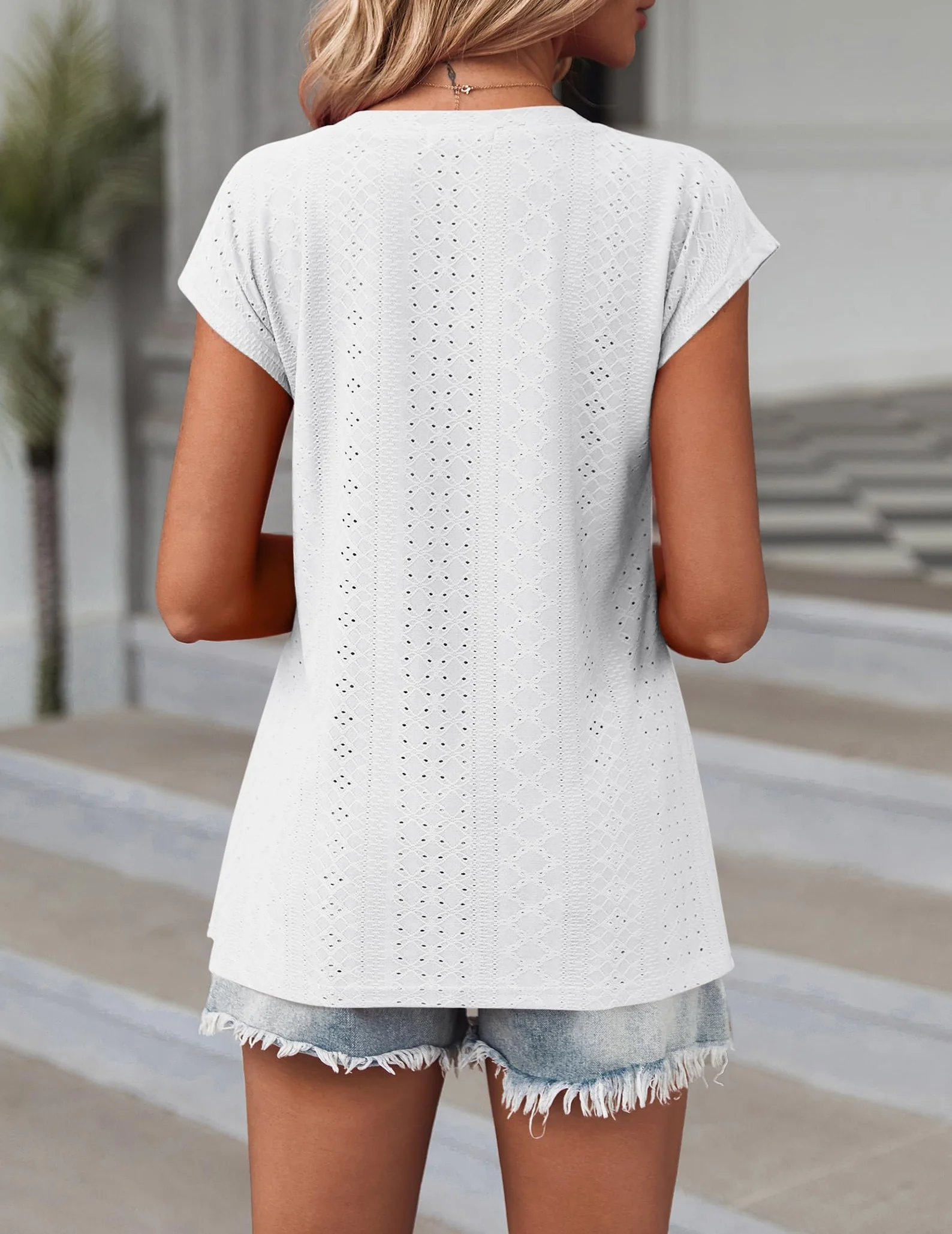 Zeagoo Mujeres Verano T-Shirt Manga Corta con Cuello En V Camiseta Cómoda Suelta Elegante para Mujer Blusa Sólidos Casual De Mujer