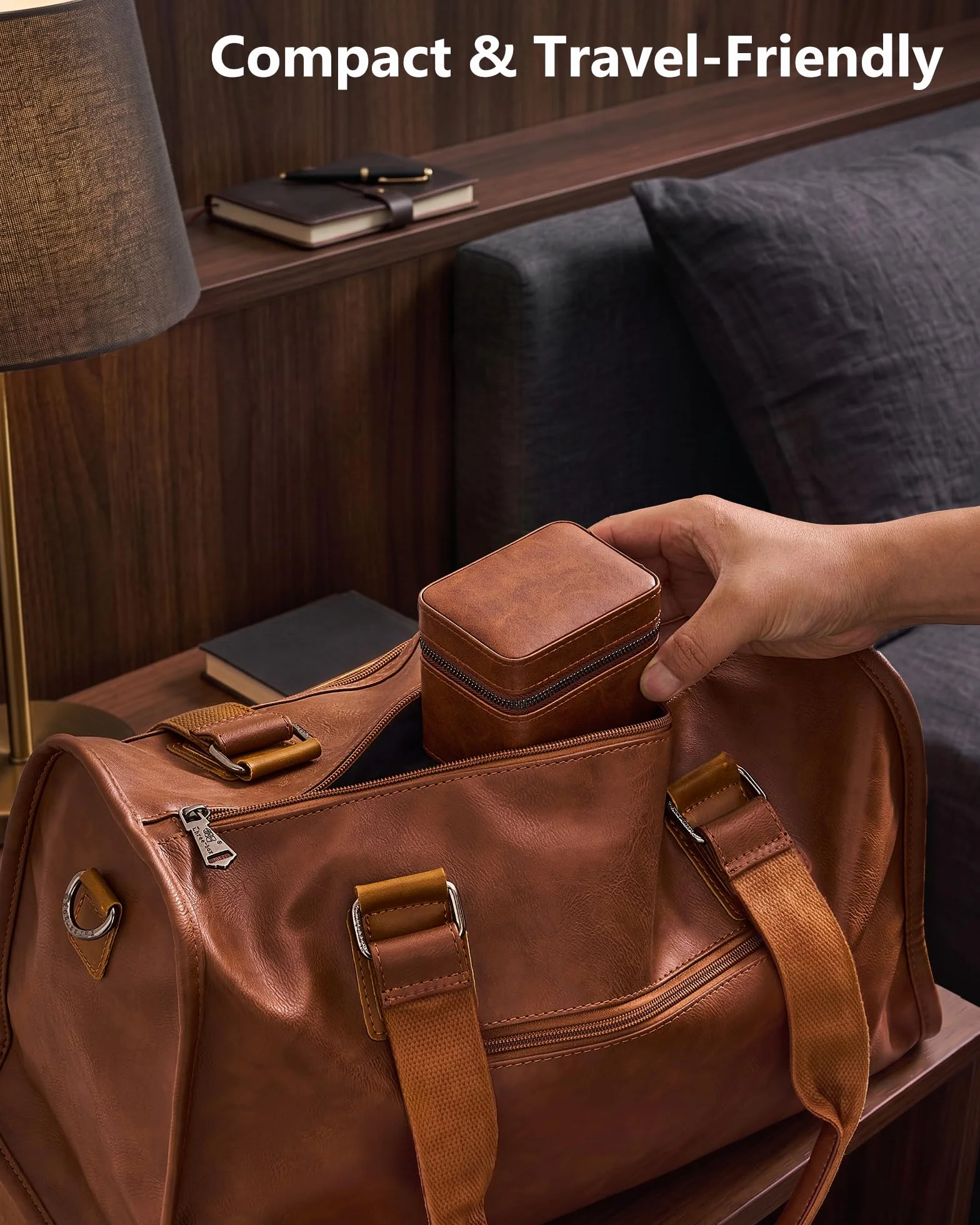 ProCase Estuche de Viaje para 1 Relojes, Caja para Relojes con Funda de PU Cuero y Acolchado Suave, Estuche Compacto para Relojes de Lujo y Smartwatches de Hasta 55 mm –Marrón