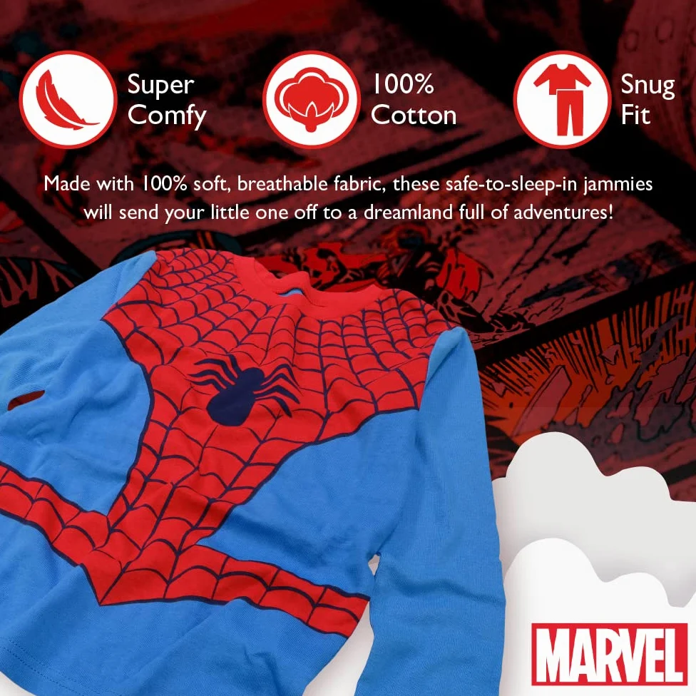 Marvel Conjunto de Pijama de algodón de 6 Piezas de Los Vengadores para niños, Suave y Lindo para niños, Edad de Oro, 2