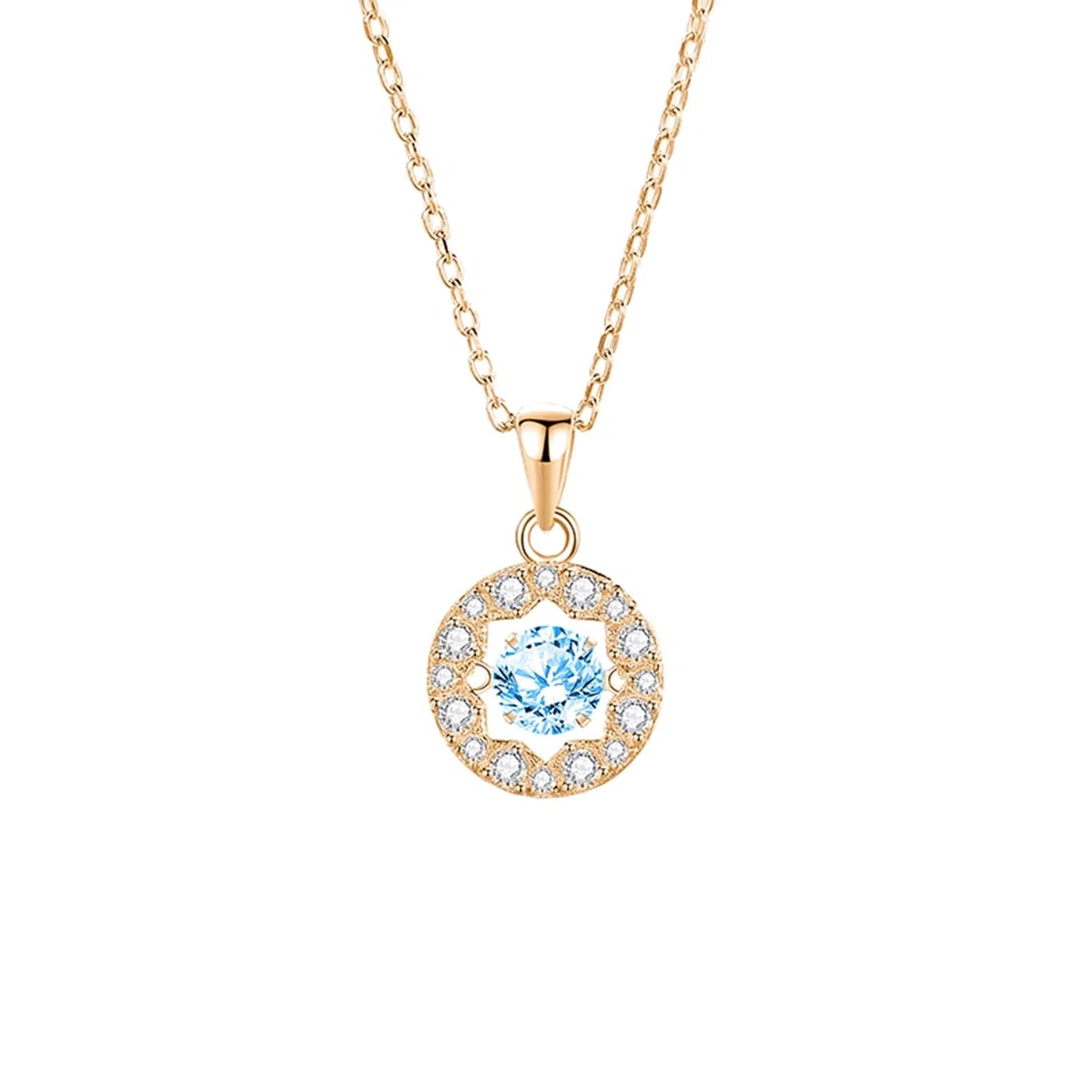 Wycian Collar para mujer simple con topacio azul claro y moissanita, halo flotante con estrella geométrica, collar para madres, 40 + 5 cm/15.7 + 1.9 pulgadas