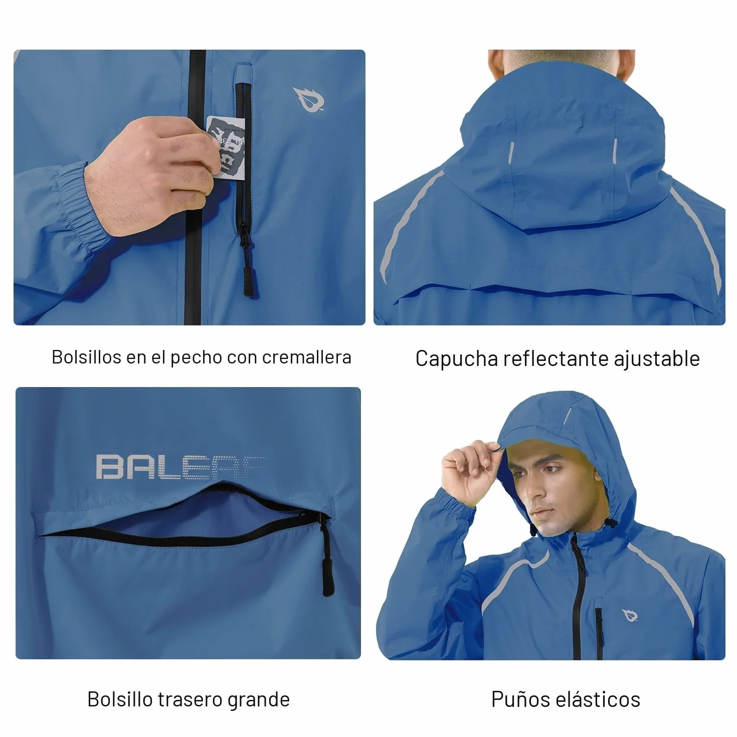 baleaf Chaqueta Impermeable Ciclismo Hombre Transpirable Secado Rápido Cortavientos con Bolsillos