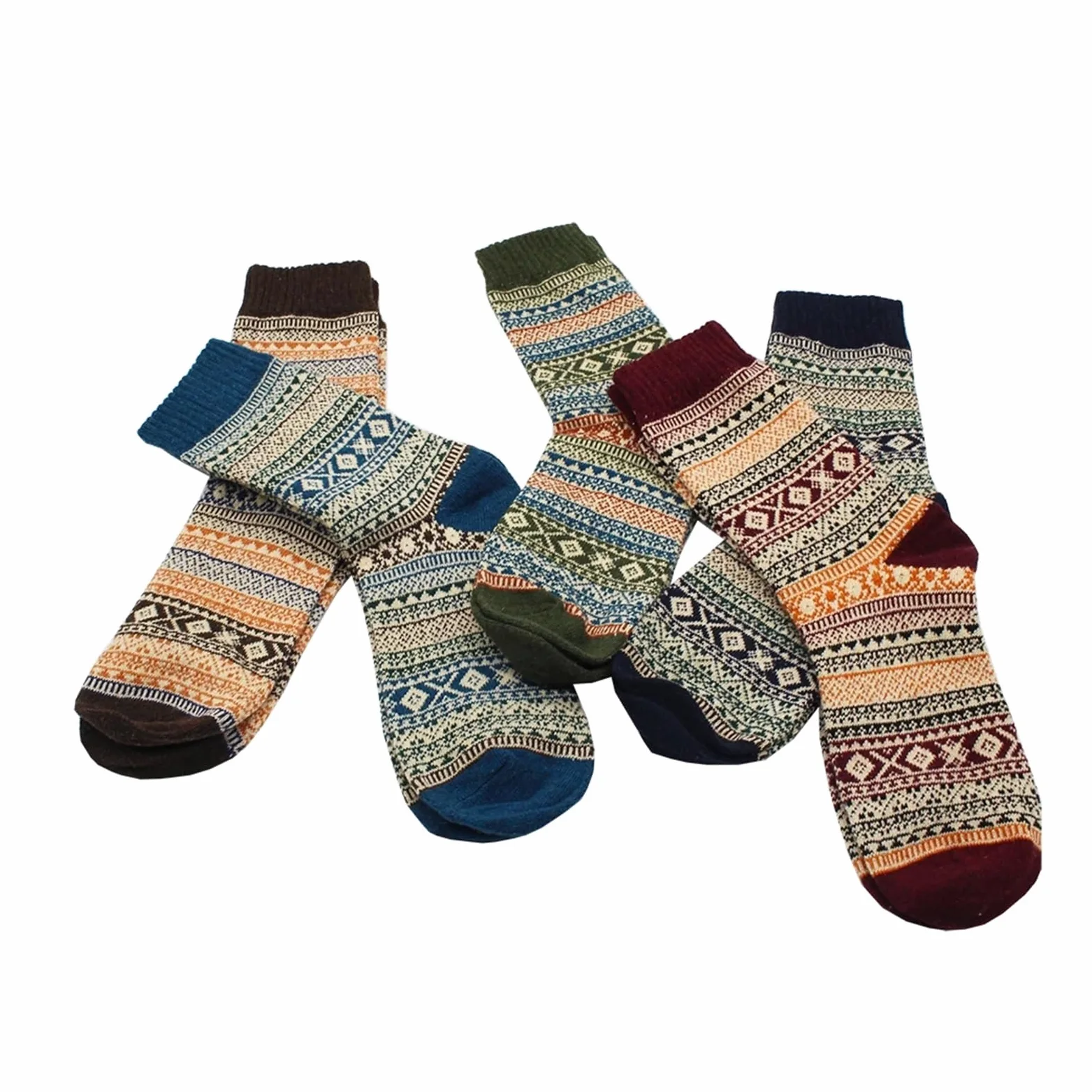 5 Pares De Calcetines Térmicos Lana Y Cachemira Gruesos For Mujer, Ideales For El Invierno. Estilo Europeo-americano, Modernos E Informales