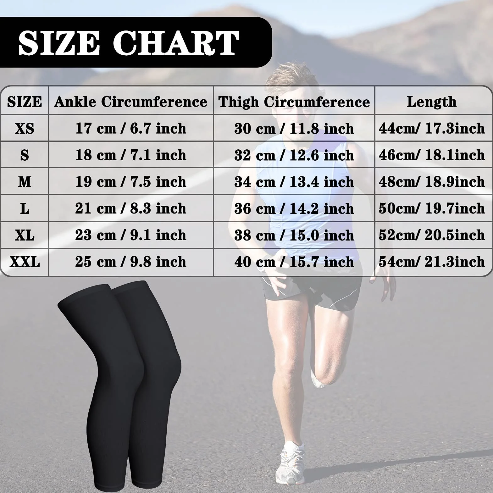 Skylety Mangas de Compresión de Longitud Completa para Ciclismo Deportivo Unisex Rodilla Muslo Correr