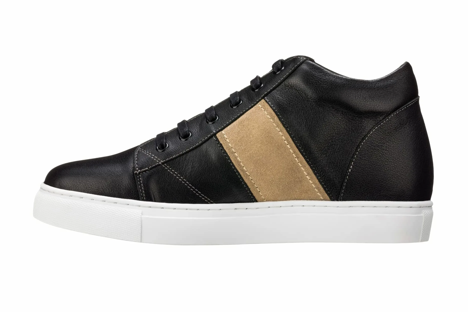 CALTO Zapatos de elevador invisibles para hombre con aumento de altura - Zapatillas de deporte de cuero con cordones casuales de moda - 2.8 pulgadas más alto