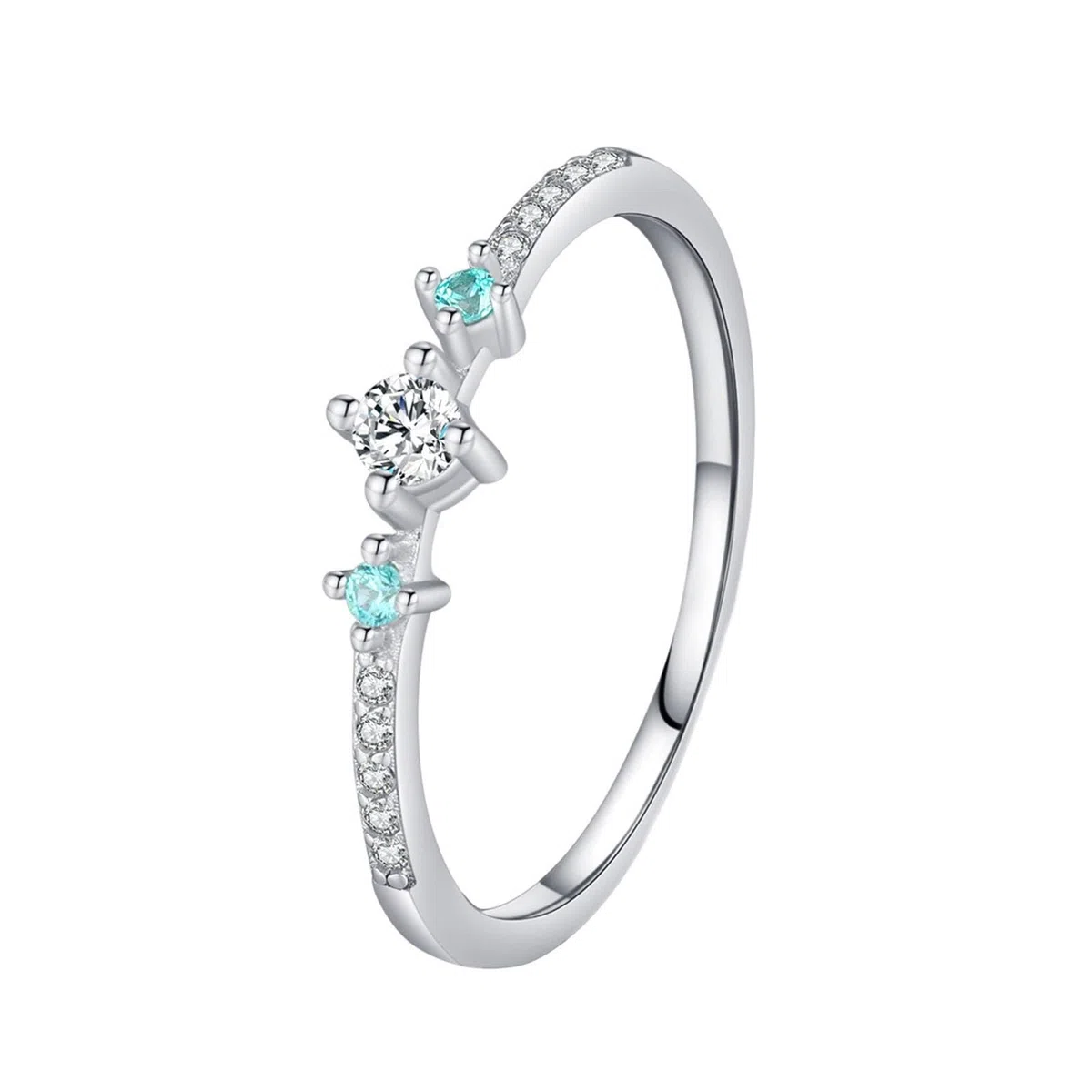 Anillo de oro blanco de 9 K/14 K para mujer, Moissanite, 3 mm, elegante, apilable