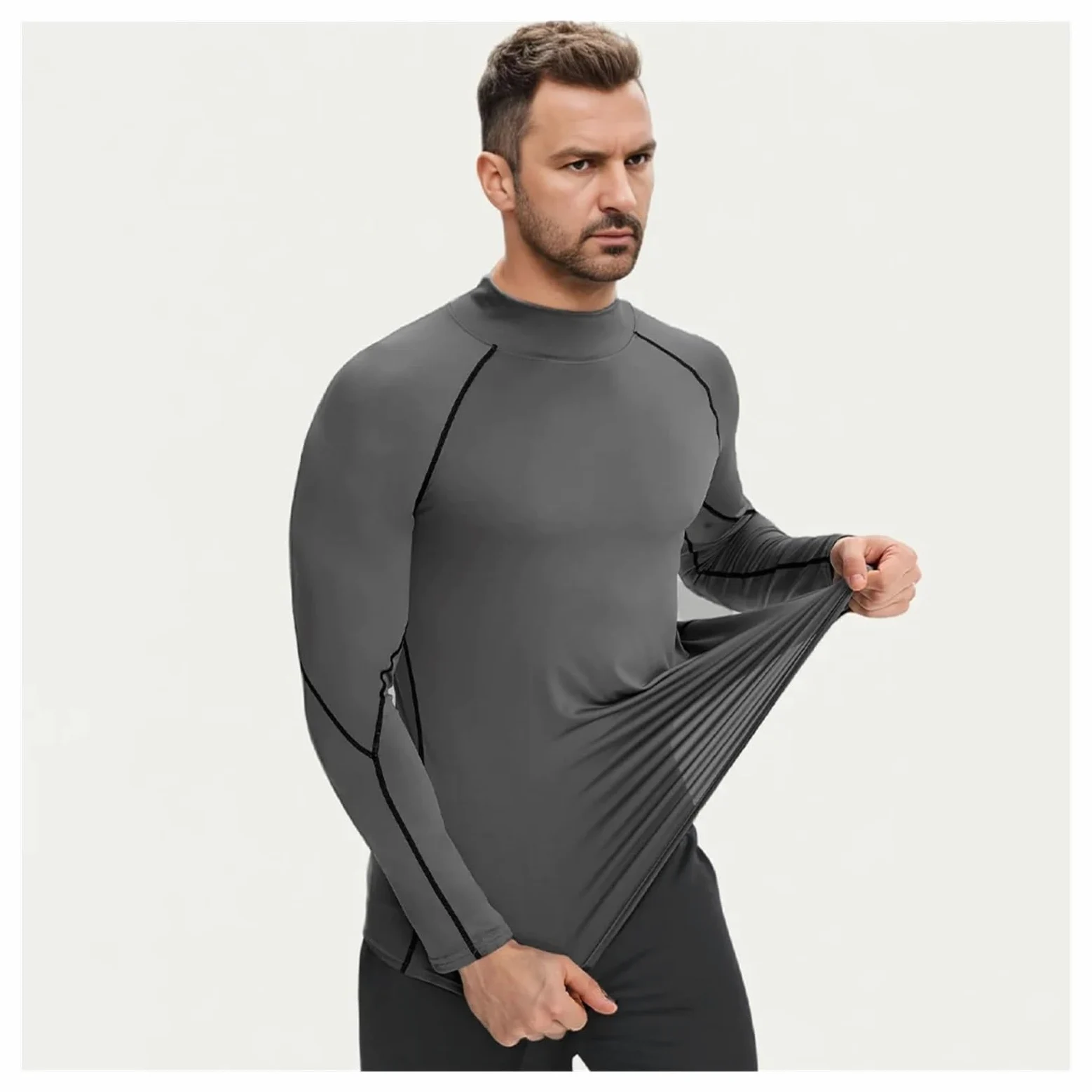 Camisa Funcional Camisetas de compresión for hombre, camisa de manga larga for correr, camisa de secado rápido, camisetas interiores de entrenamiento for culturismo y gimnasio(Black-blue,XXL)