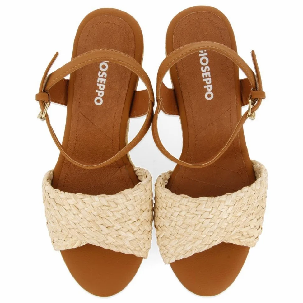 SANDALIAS DE RAFIA COLOR NATURAL CON CUÑA Y PLATAFORMA PARA MUJER ALLKAJ