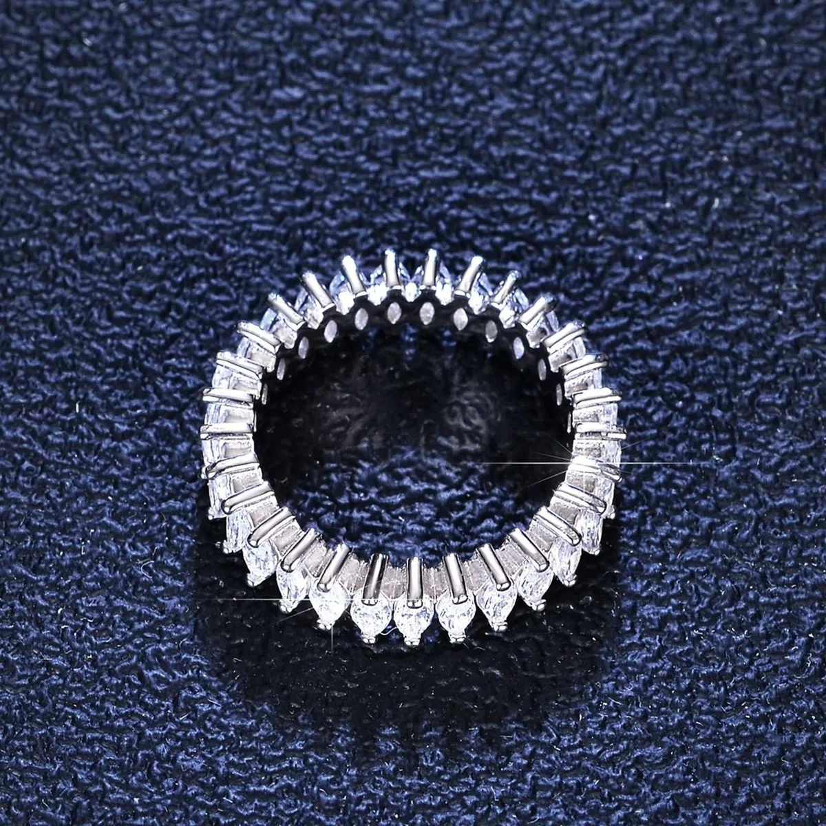 Anillos para mujer, dedo medio, alianzas decorativas para boda, eternidad, marquesa con moissanita, plata platino 950, talla 58 (18,5)
