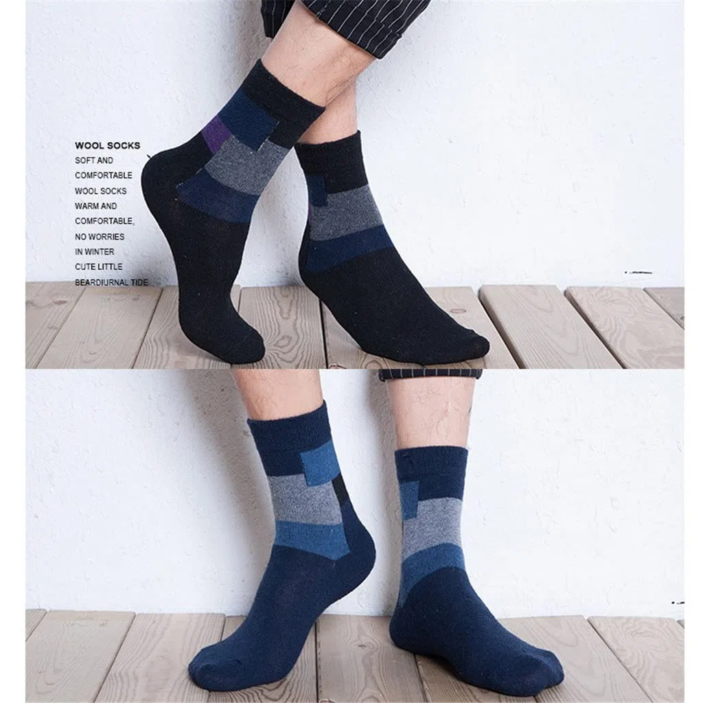 5 Pares/Lote Calcetines de Lana Masculino Invierno Casillería Cashmere Transpirable Calcetines Informales for Hombre Calcetines de Regalo (Color: A Tamaño: Un tamaño)