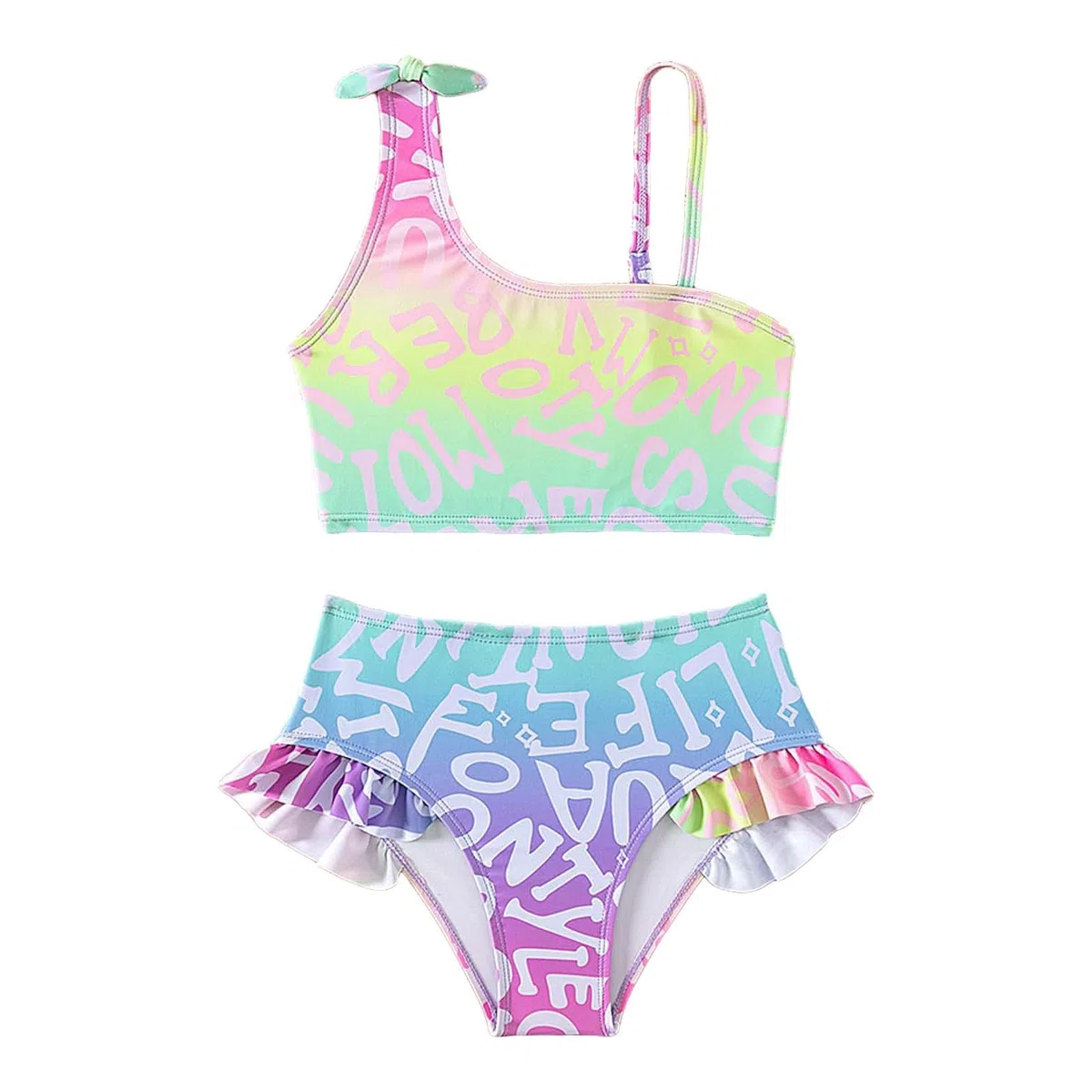 Generisch Traje de baño de verano para niños y niñas, corte entallado, traje de baño, verano, informal, teñido batik, playa, deporte, baño