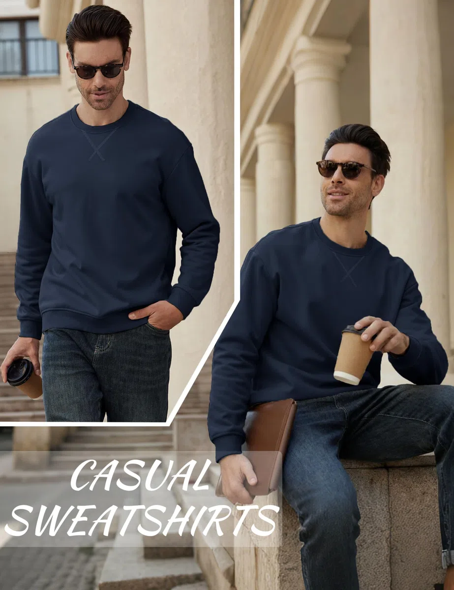 MAGCOMSEN Sudadera para Hombre sin Capucha, con Forro Polar