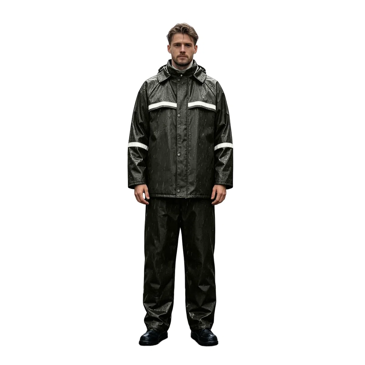 Generisch Traje de lluvia reflectante para hombre y mujer, chaqueta de lluvia y pantalones de lluvia, juego de lluvia a prueba de viento, bicicleta ligera, 2 piezas, traje de moto al aire libre para