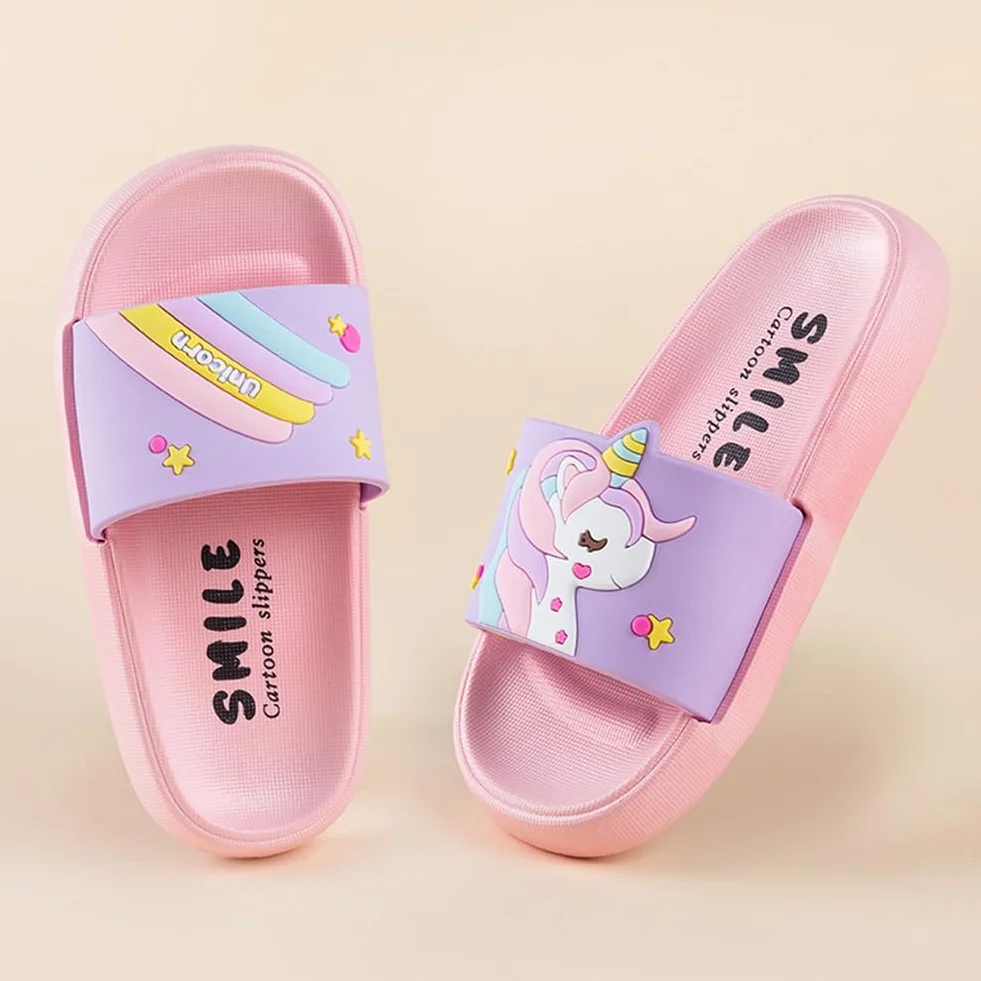 Pantuflas de unicornio para niñas, para playa, piscina, verano, sandalias para niños, lindas zapatillas de baño y ducha