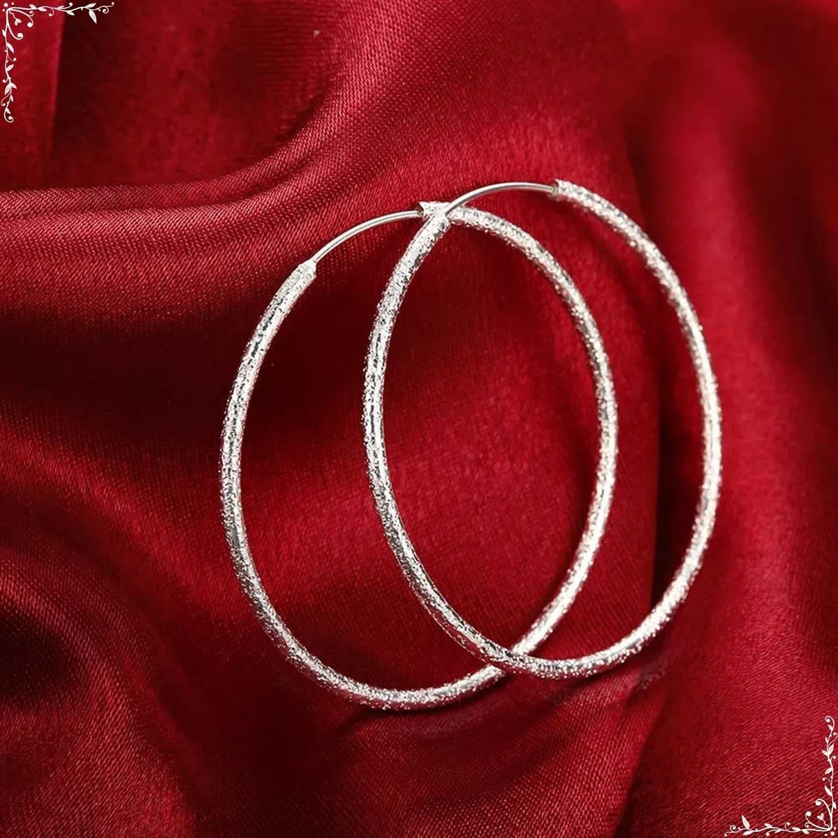 Pendientes Joven Mujer Oro Blanco 18 K Grande Joyería Pendientes Aros Fiesta Hipoalergenicos