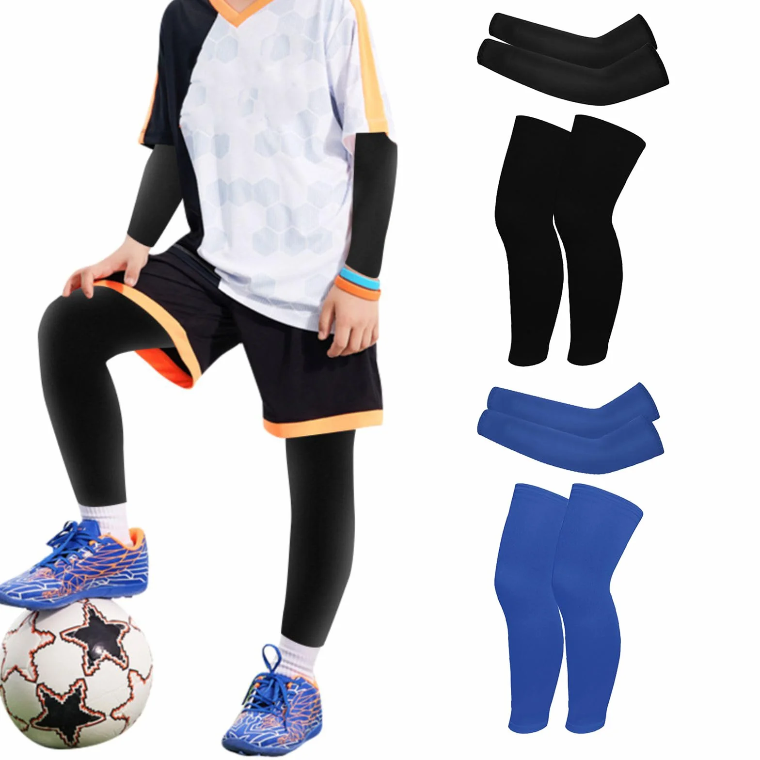 Valcatch Mangas de Tiro de Baloncesto para niño y niña, Protección Solar UV, Manga de Compresión de Pierna para Fútbol, Voleibol