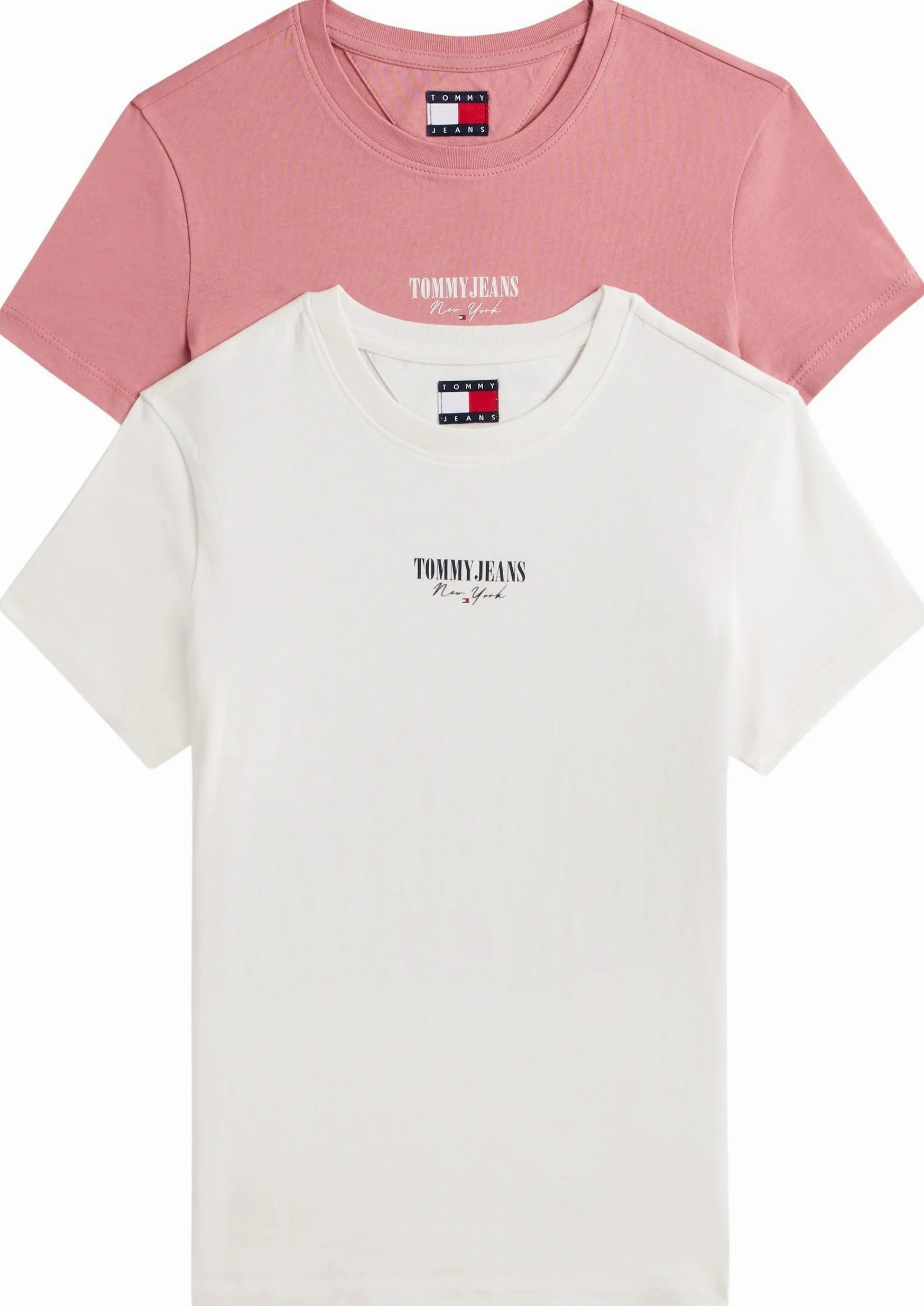 Tommy Jeans Camisetas de Manga Corta Pack de 2 Mujer Essential Logo tee Cuello Redondo