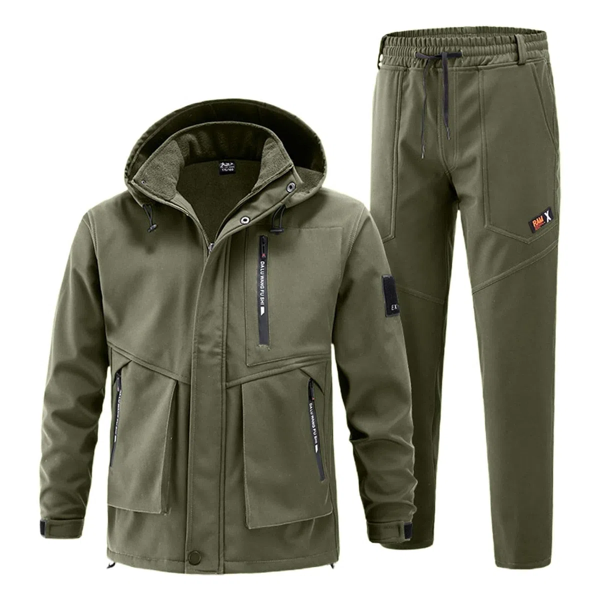Generisch Chubasquero de invierno para hombre, cálido, forro polar, con capucha