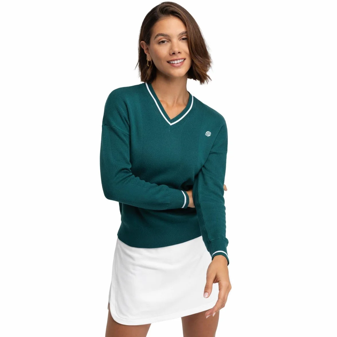 SIROKO Jersey Punto Golf Cuello de Pico Gimme Teal Verde