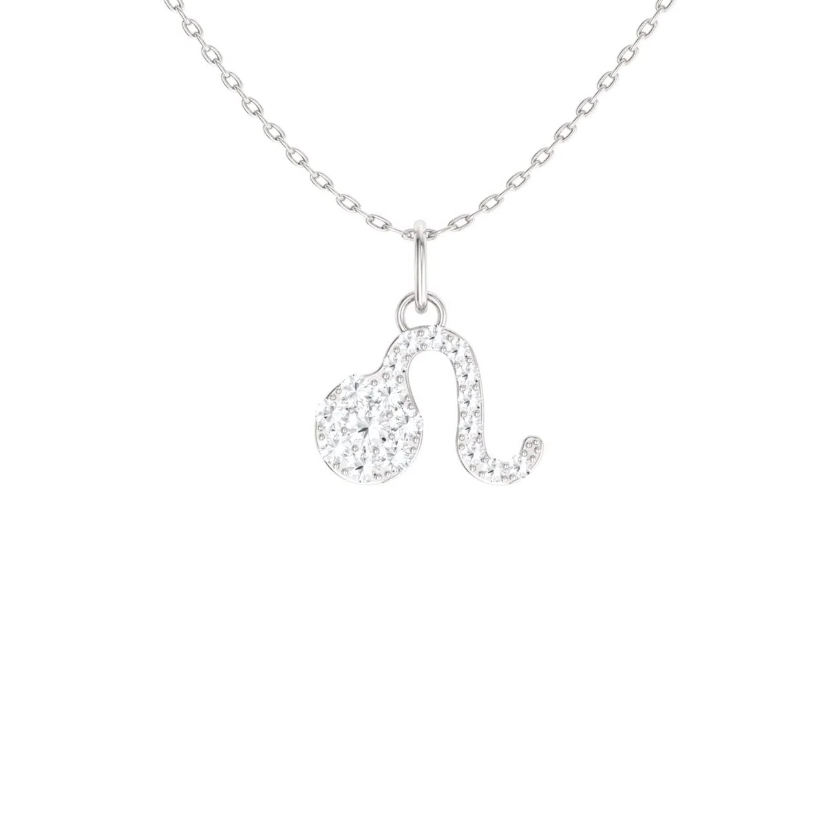 Colgante Leo (símbolo del zodiaco es León) con diamantes certificados Collar en oro blanco de 14 quilates - Diamondere