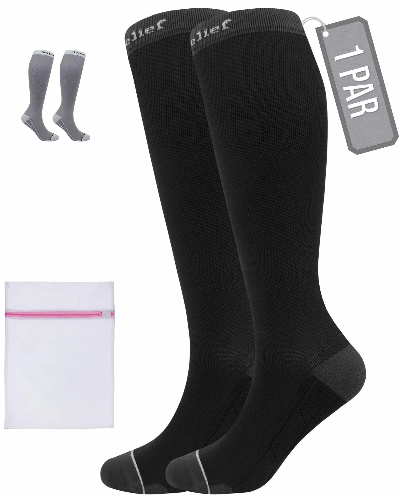 360 RELIEF Calcetines Compresión Hombre Mujer Classe 1 Medias Compresivas 15-20mmHg Running