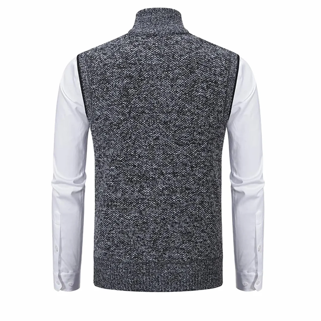Disimlarl Suéter de punto sin mangas para hombre, cárdigan de lana con cremallera, suéter de cuello alto, chaleco de punto