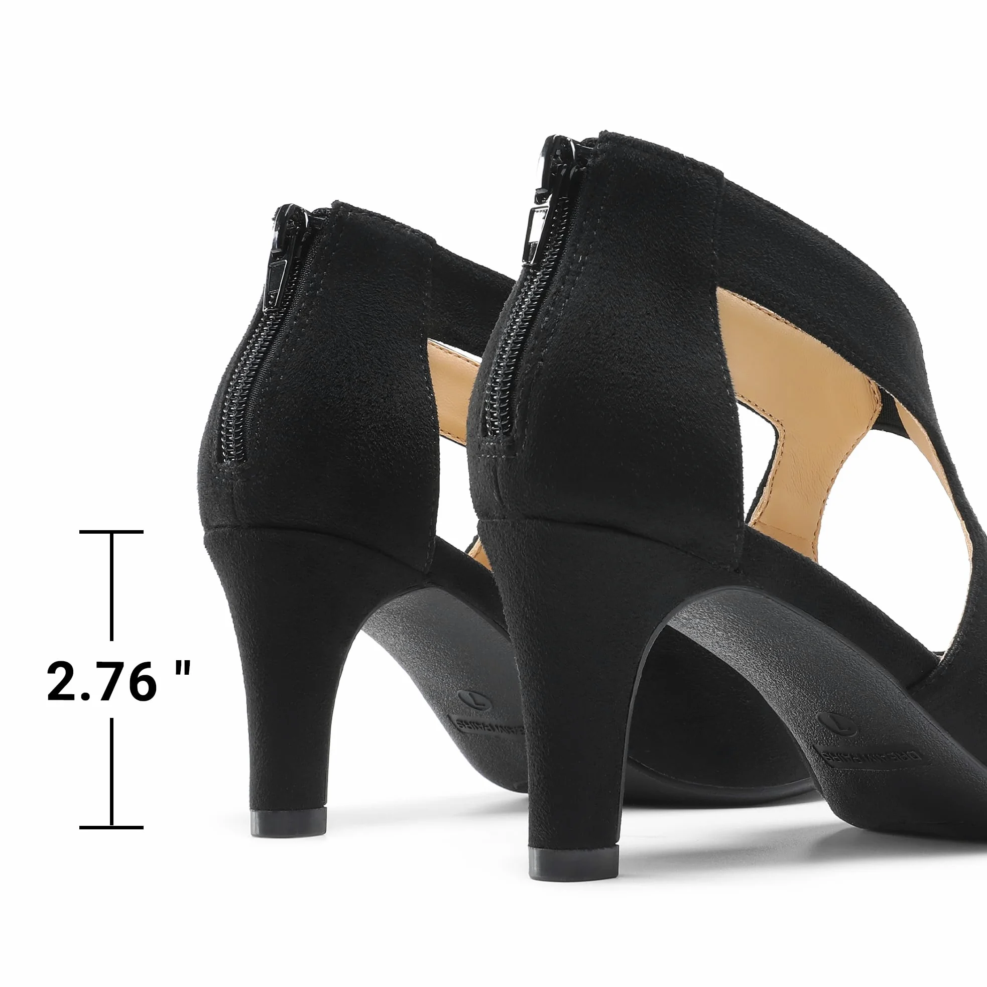 DREAM PAIRS Zapatos de tacón de gatito con punta cerrada para mujer, elegantes zapatos de vestir para fiesta, boda | Elegantes zapatos de vestir de fiesta con elegantes recortes entrecruzados, tacón de 2.76 pulgadas y cremallera trasera para