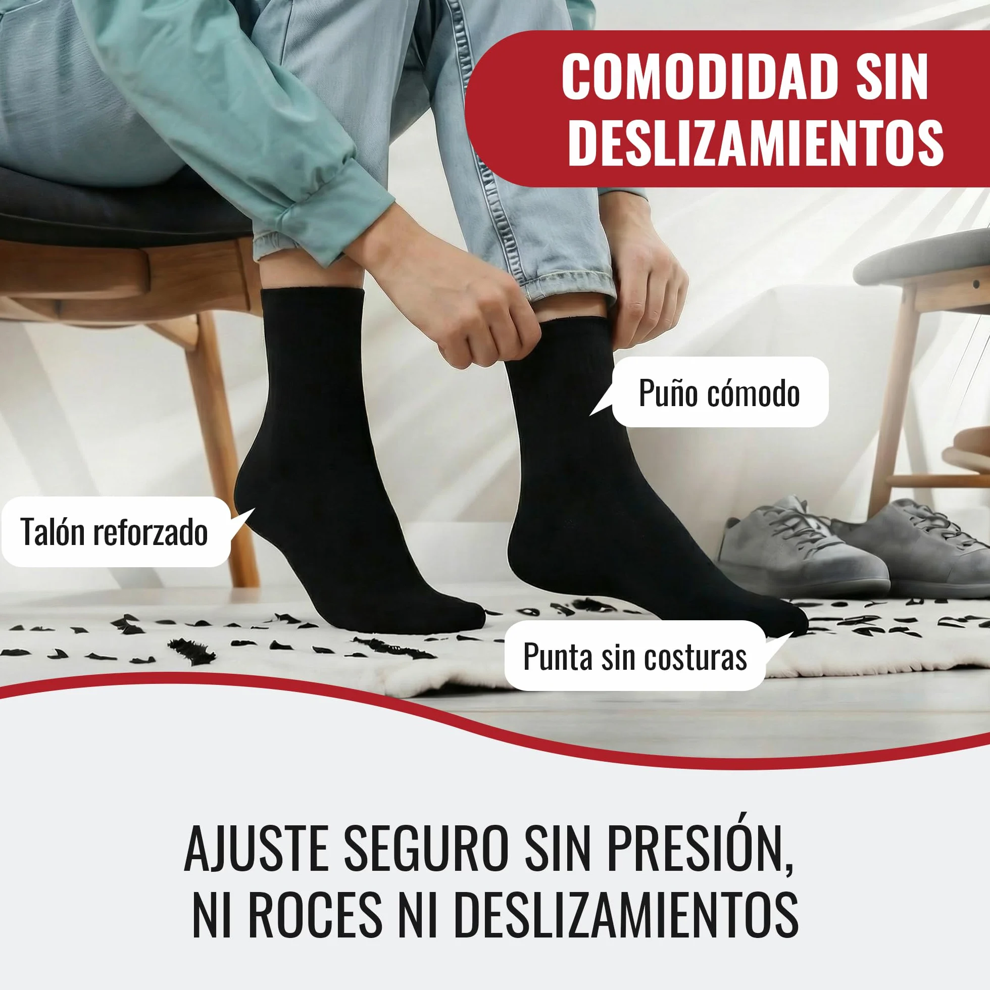 Mat & Vic’s Calcetines Hombre Algodon 100% Sin Costuras – para Hombres y Mujeres – Calcetines Hombre Vestir – Cómodos, Finos y Transpirables – Negro o Multicolora – 5 o 10 Pares