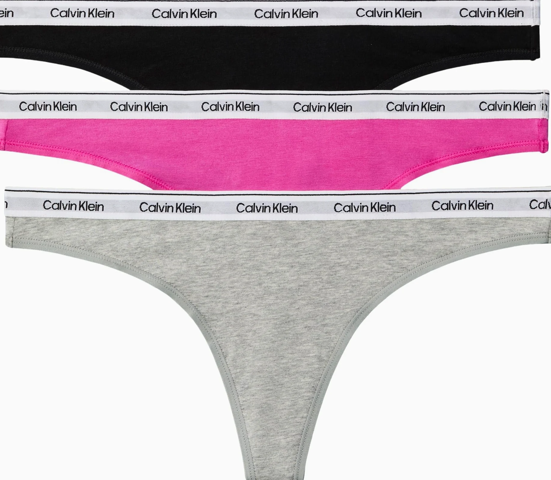 Calvin Klein Braguitas Tipo Tanga Pack de 3 Mujer con Logotipo en la Cintura, Multicolor (Black/Grey Heather/Stunning Orchid), L