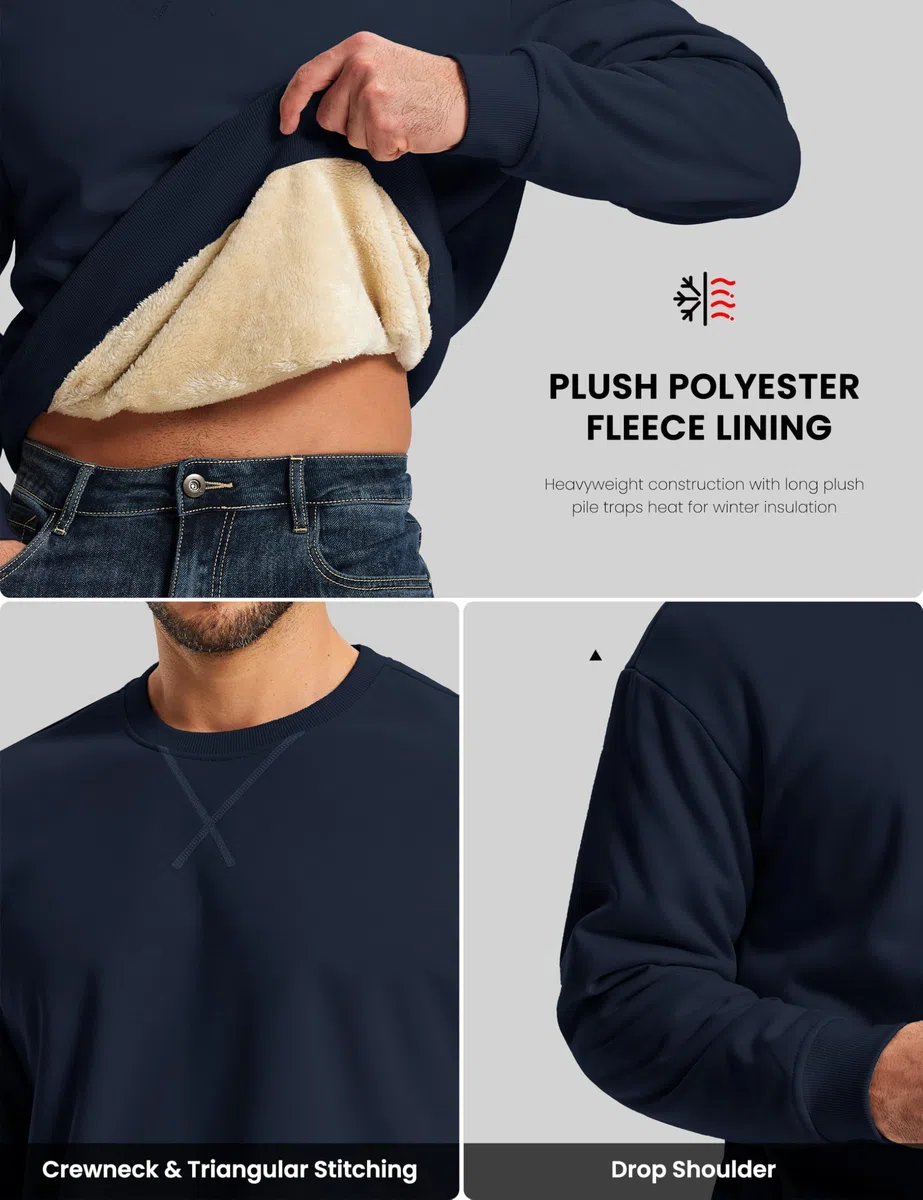 MAGCOMSEN Sudadera para Hombre sin Capucha, con Forro Polar