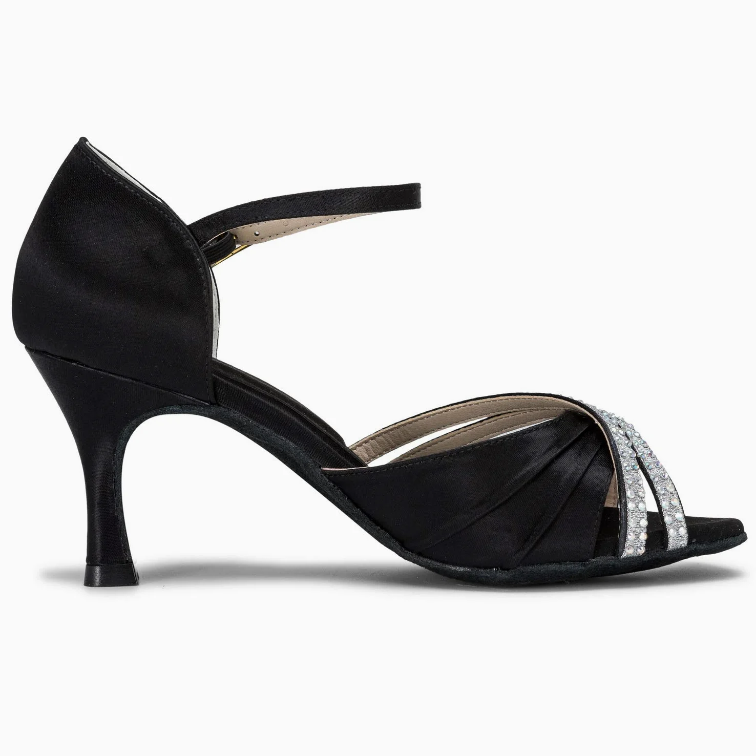 JIAJIA 20524 Mujeres Sandalias Tacón Acampanado Súper Satén Latino Rhinestone Zapatos de Baile