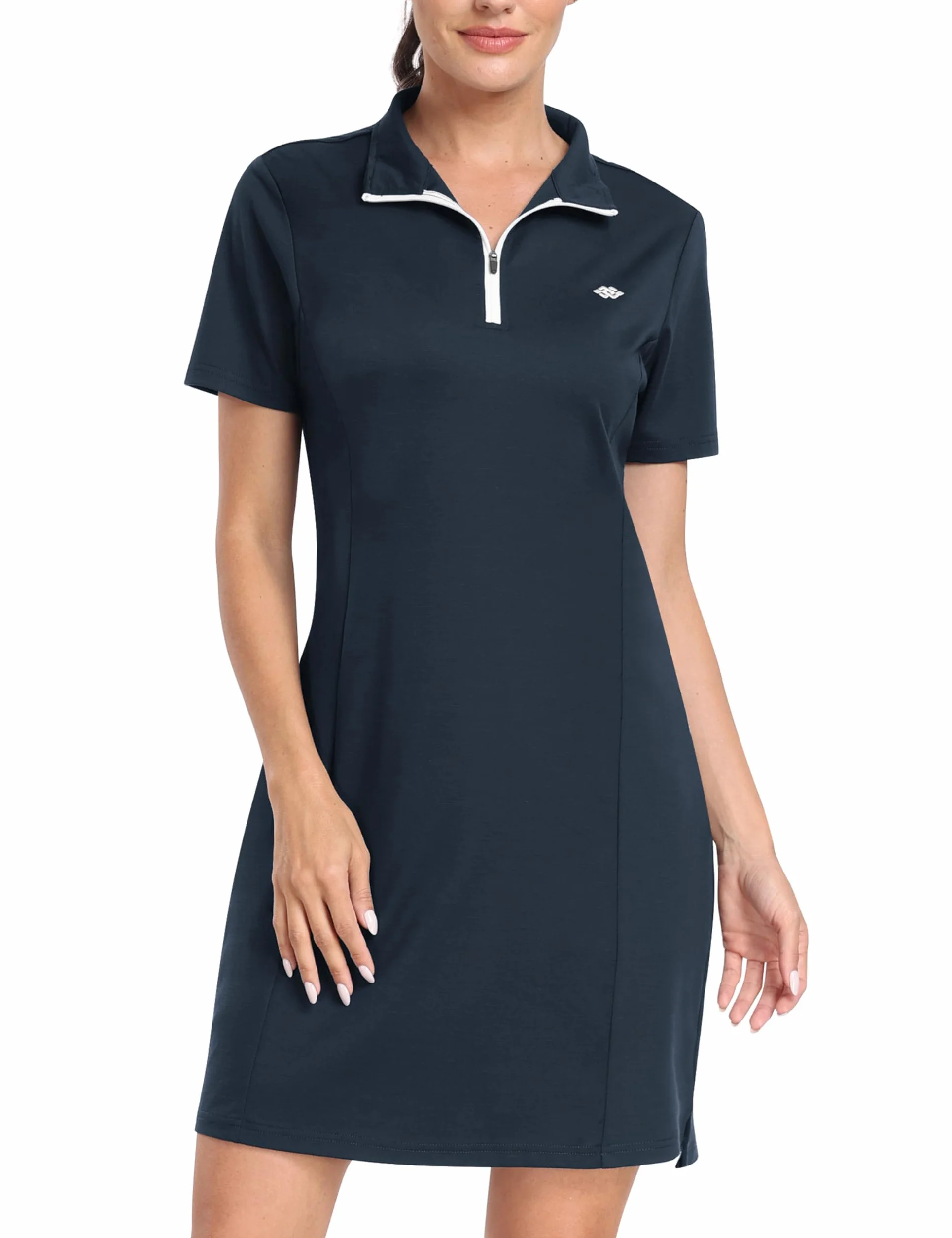 Vestido Polo Mujer Manga Corta Algodón Cremallera Verano Ligero Golf Gimnasia Yoga