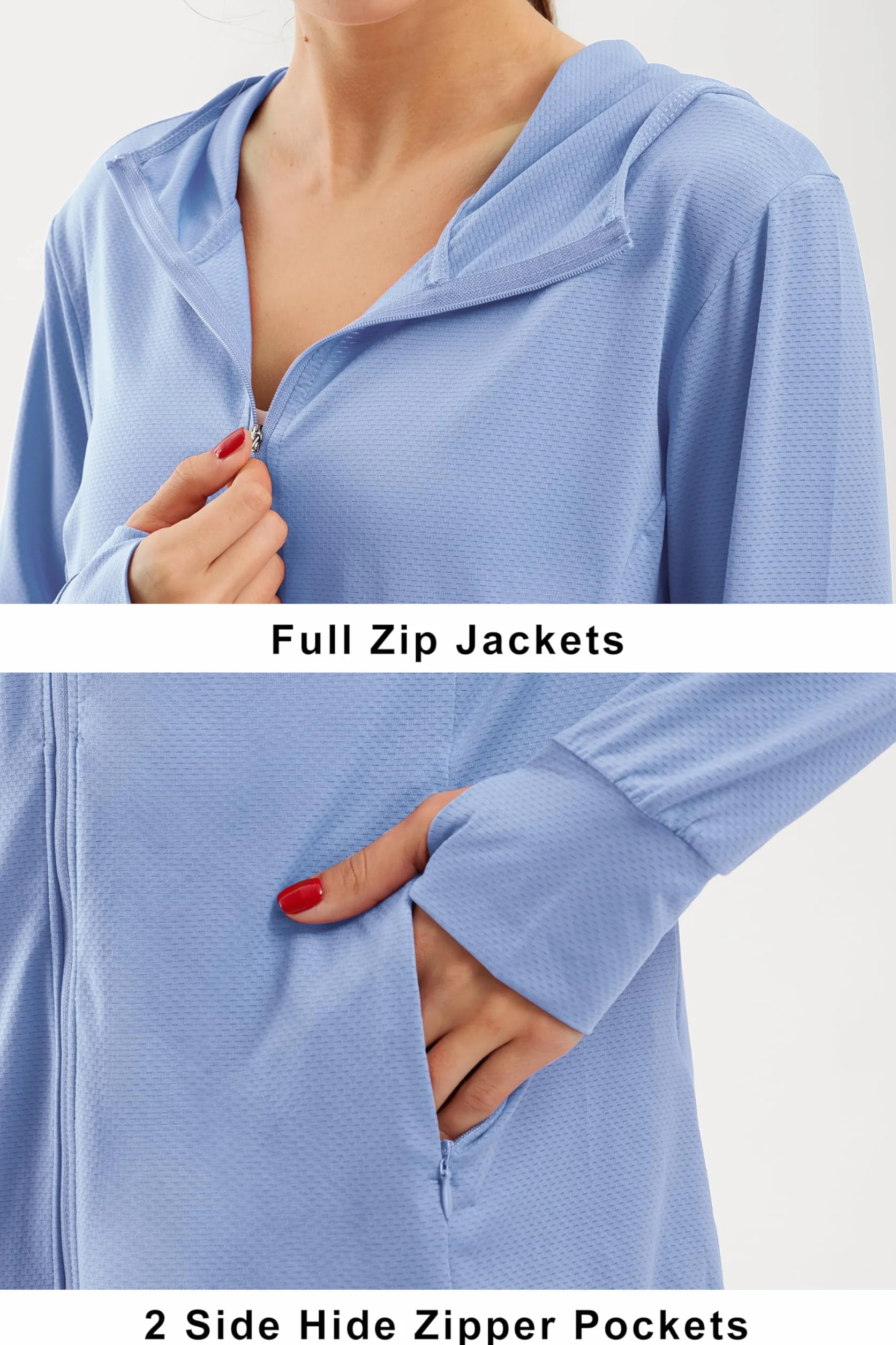 Libin Mujer Chaqueta Deportiva UPF 50 Protección Solar Cremallera Completa Manga Larga