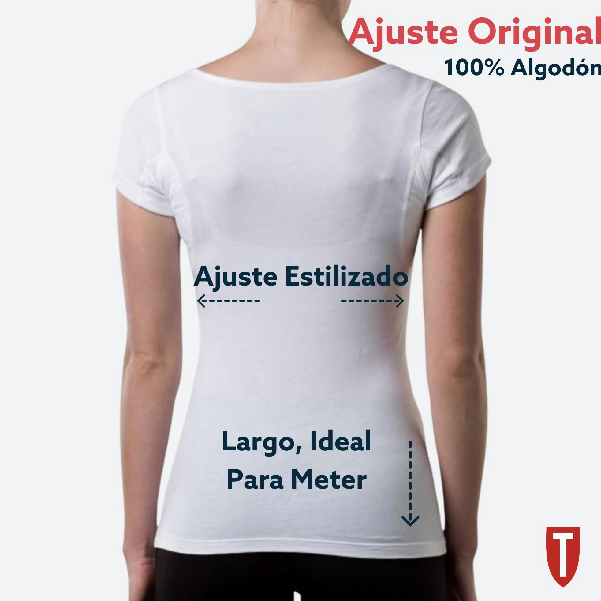 Thompson tee - Camiseta Interior antisudor para Mujer - con Refuerzo Antimicrobiano en Las Axilas - Corte Regular - Cuello Ovalado