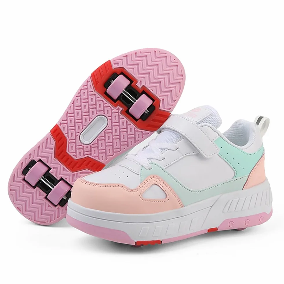 Zapatos con Ruedas Ajustables Niñas Niños, Zapatillas 2 en 1 Skateboarding Correr al Aire Libre