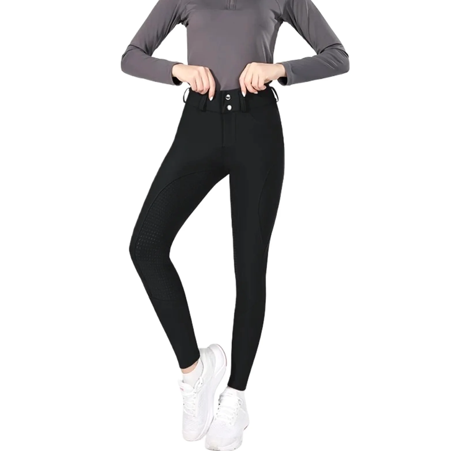 Pantalones de equitación Pantalones de equitación con Cremallera y Botones for Mujer, Mallas ecuestres, Mallas Deportivas de competición(Black,M)