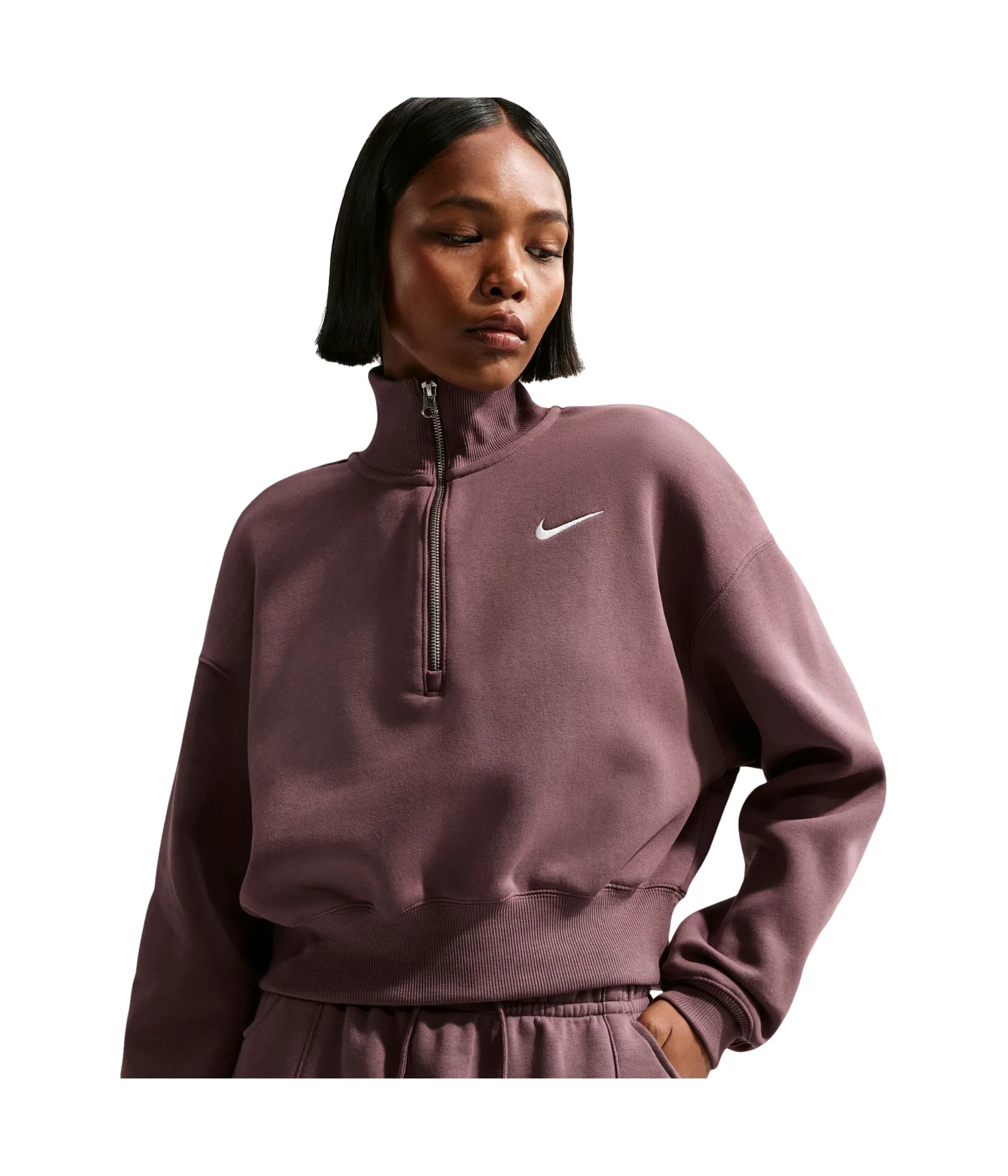 NIKE W NSW Phnx FLC Qz Crop Sweatshirt Mujer (Pack de 1)