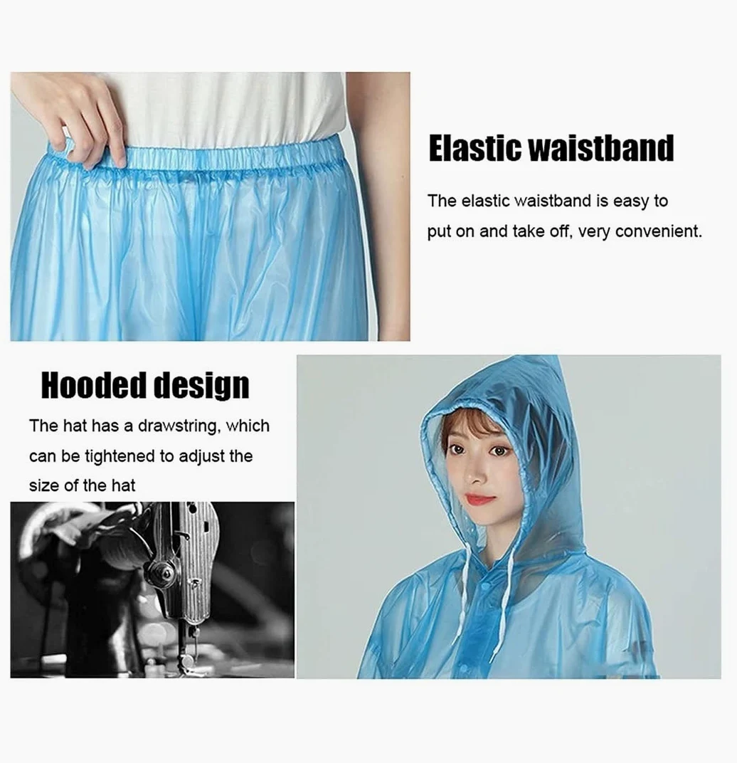 Chubasquero Para Bicicleta Chubasquero Dividido Transparente De 3 Uds, Traje De Lluvia Con Capucha De PVC Para Adultos, Para Ciclismo Al Aire Libre, Camping Impermeable Reutilizable