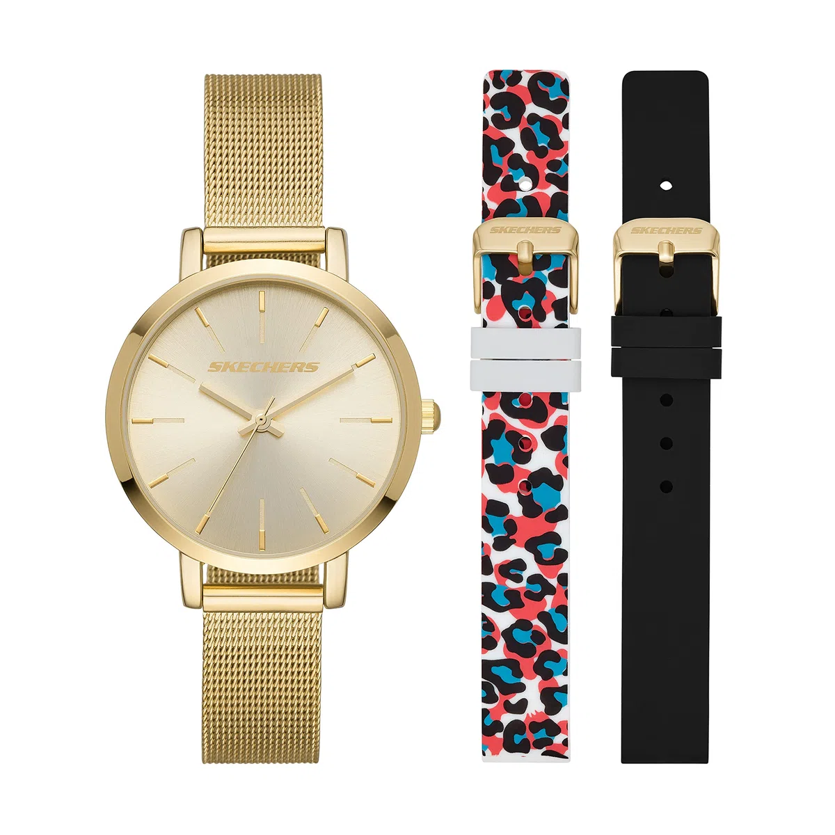 Skechers Women's Quartz Watch with Stainless Steel Mesh Strap, Gold, 14 (Model: SR9057)