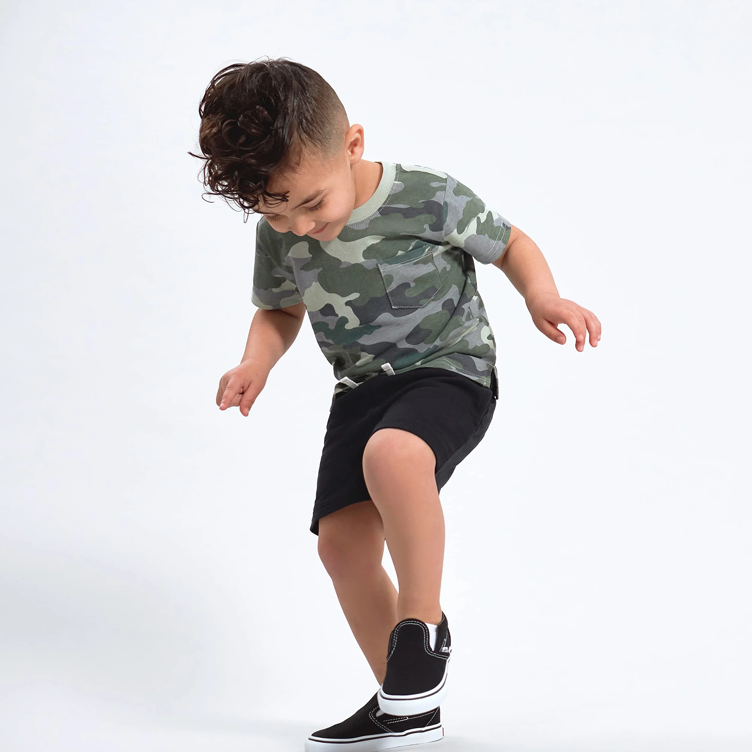 Gerber - Pantalones cortos de punto, 3 unidades, gris/negro/jaspeado oscuro, de 2 años