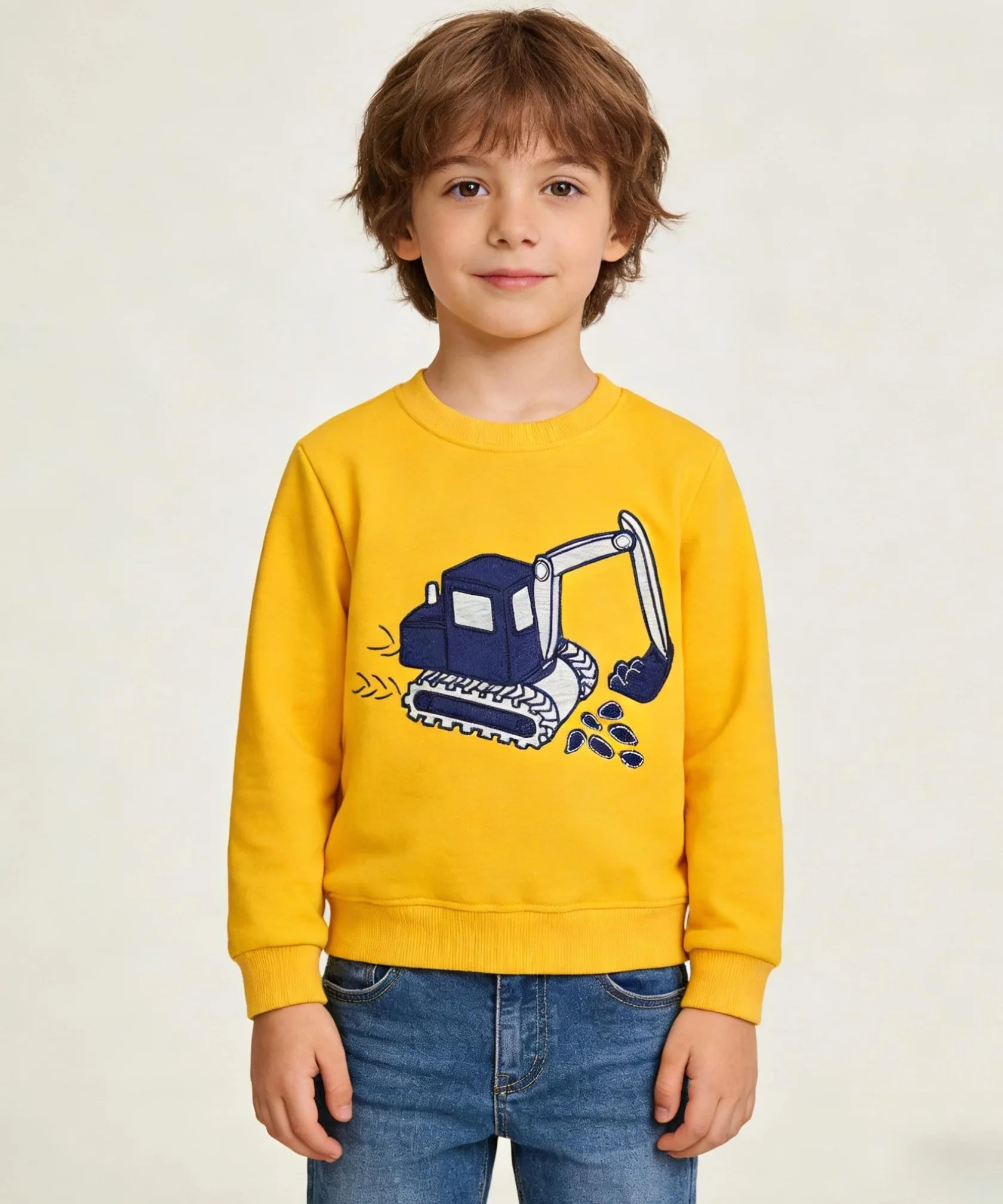 Sudaderas Niño Dinosaurio Pullover de Algodón Manga Larga Cuello Redondo 2-7 Años