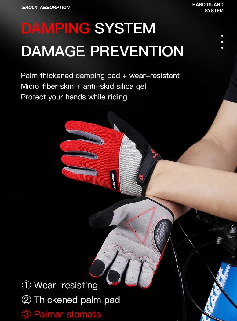 SUJAYU Fullfinger - Guantes de ciclismo para hombres y mujeres, guantes de bicicleta de dedo completo para pantalla táctil, accesorios de bicicleta, guantes para bicicleta de hombre, guantes de