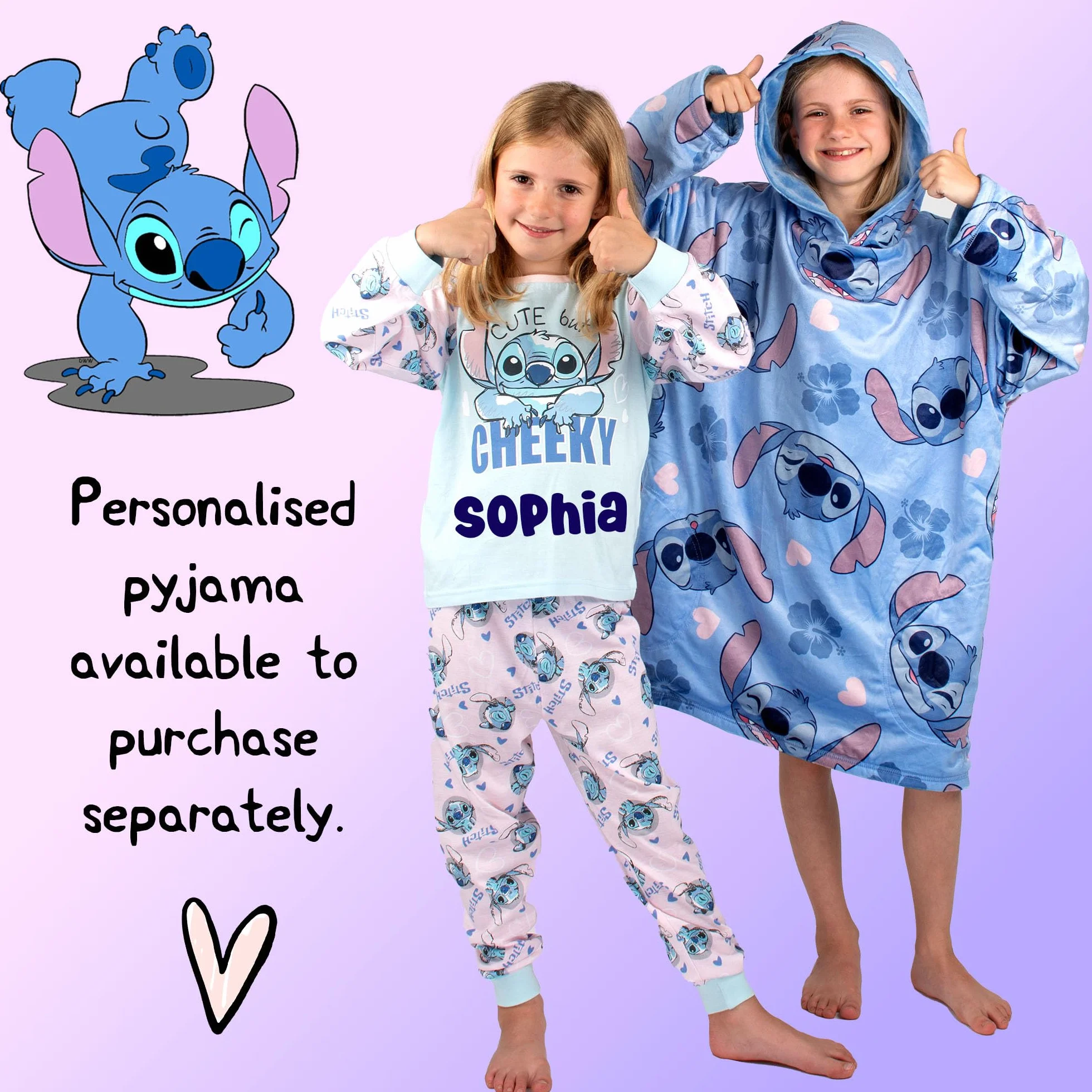 Disney Stitch - Manta reversible con capucha de gran tamaño para niños, súper suave, de doble cara, forro polar, regalo para niñas, talla única, color azul