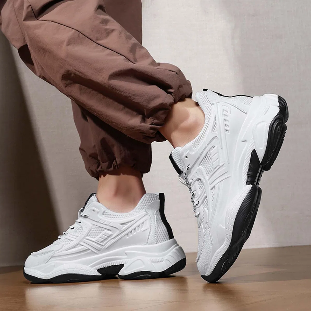 Zapatillas deportivas para hombre con amortiguación, zapatillas de correr para calle, zapatillas de fitness, zapatos de moda, transpirables, plataforma, retro, de malla, zapatillas de senderismo
