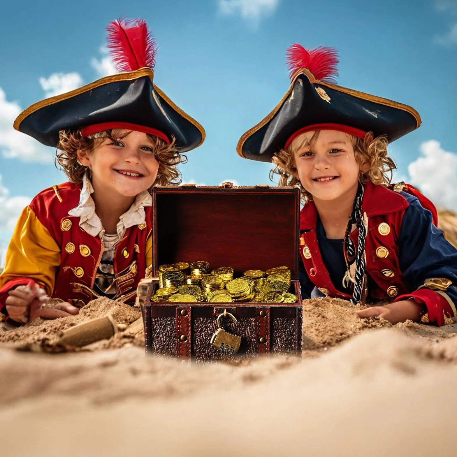 Cofre del Tesoro de Madera Vintage con Cerradura de Combinación, Cofre del Tesoro Pirata Niños con Candado, Pequeño Caja de Madera para Collares, Pendientes, Anillos, Pulseras