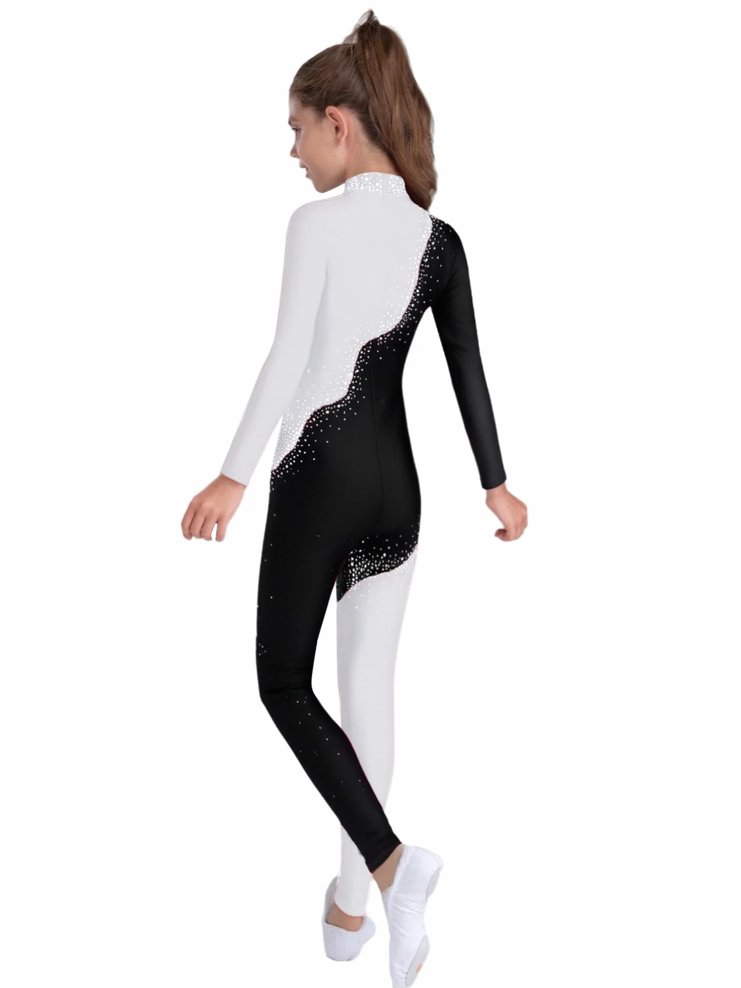 TiaoBug Maillot De Danza Para Niña Mono Deportivo Con Lentejuelas Maillot Manga Larga De Gimnasia Rítmica Mono De Baile Actuación