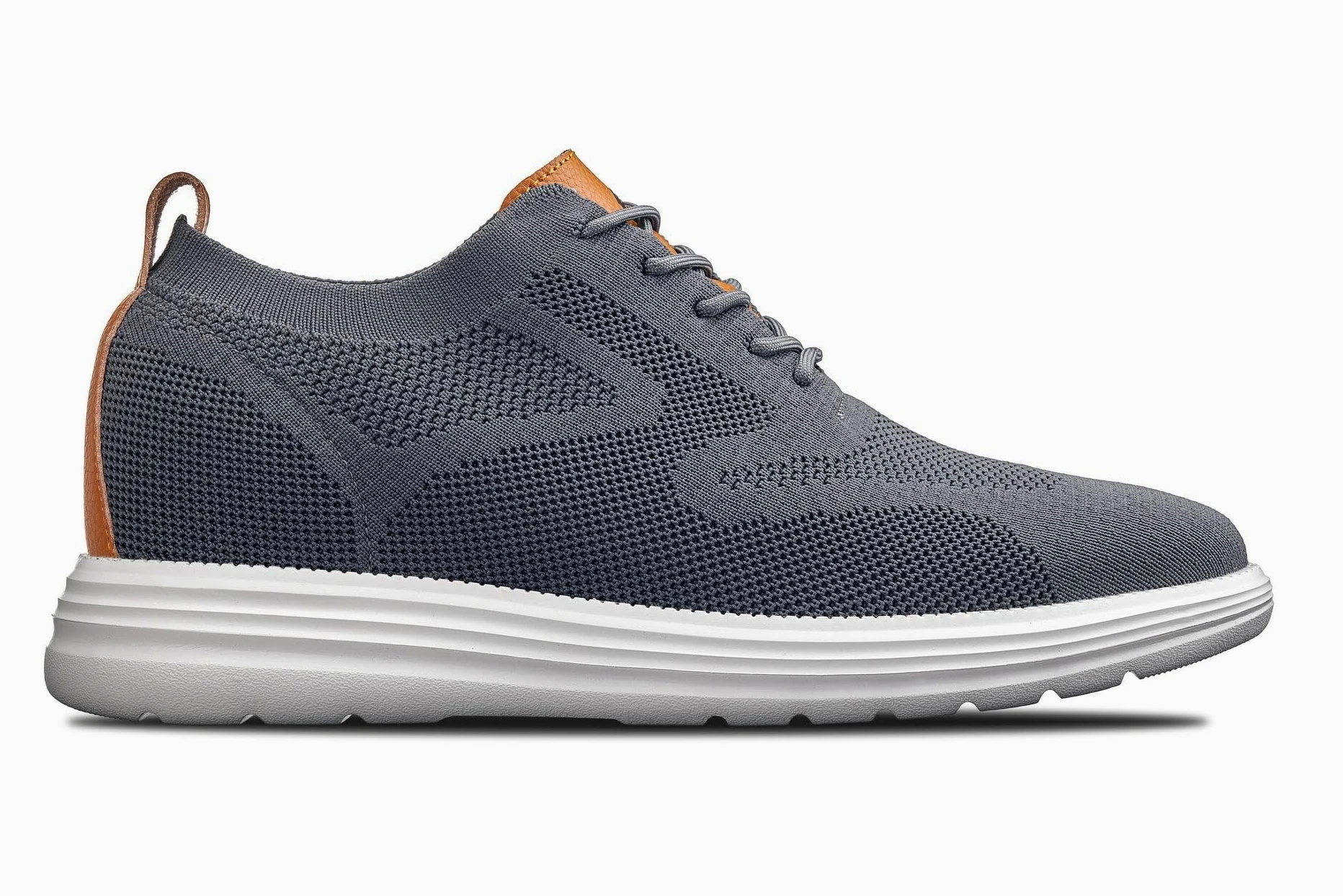 CALTO Zapatos de elevación invisibles para hombre con aumento de altura, ultraligeros, con cordones, de punto, deportivos, 7,1 cm más altos