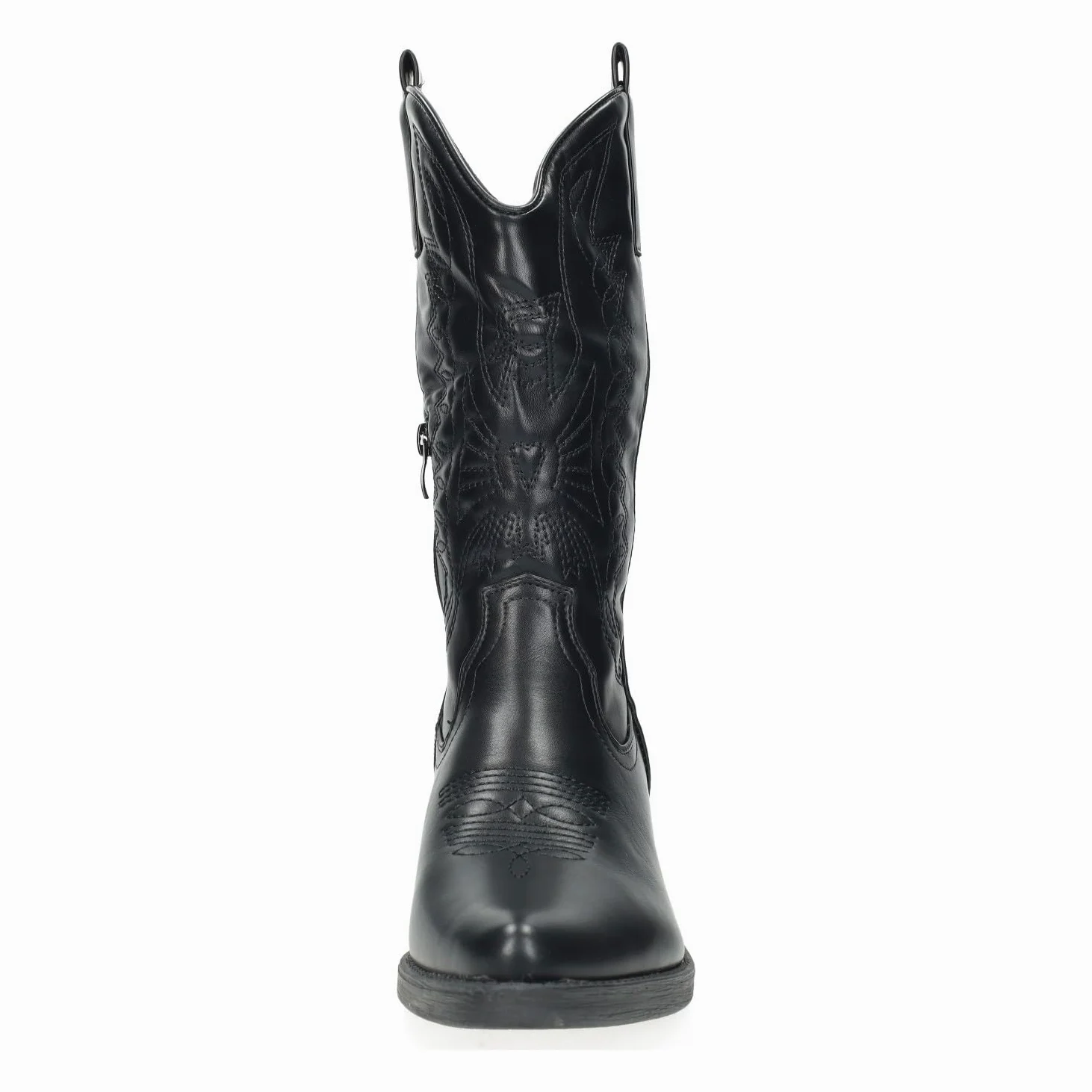 U8A-AX8320-2 Botas Cowboy Mujer Diseño Bordado Imitación Piel Botas con Cremallera Tacón 5 cm Moda Viejo Oeste, Calzado Cowboy Mujer Botines