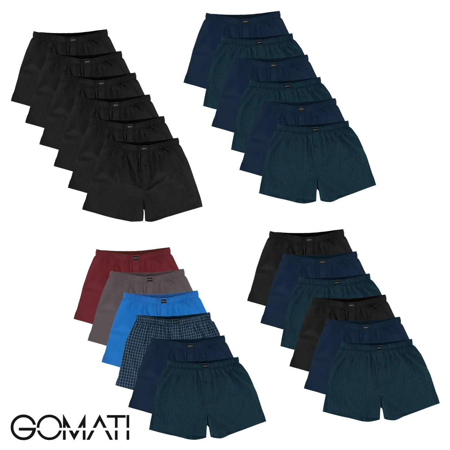 Gomati Pack de 6 calzoncillos tipo bóxer para hombre, tipo bóxer, estilo americano