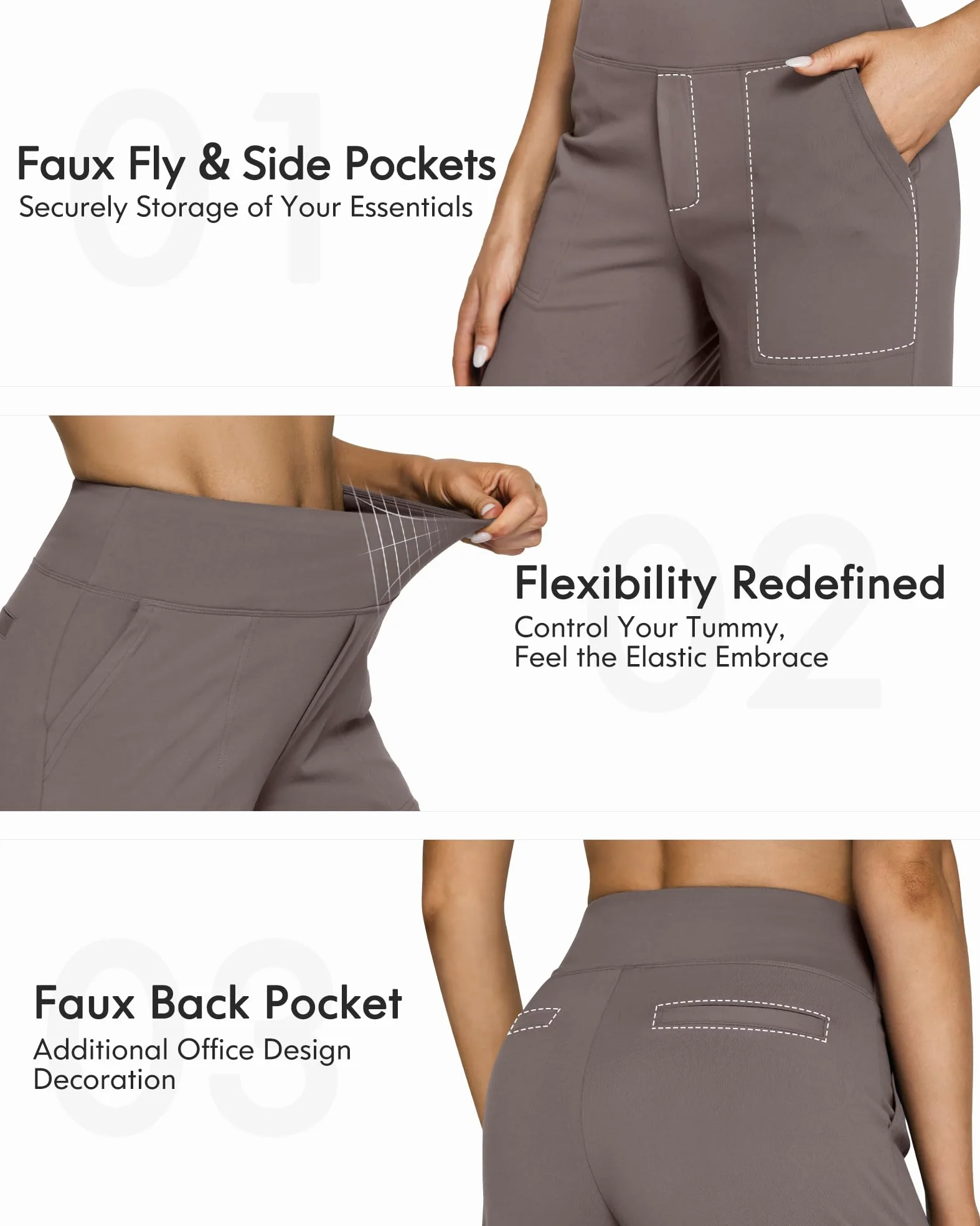 G4Free Pantalones de Yoga Mujer Pantalones de Pierna Ancha con Bolsillos Cintura Alta Vestido Elástico Casual Pantalones de Chándal Petite/Regular/Alto